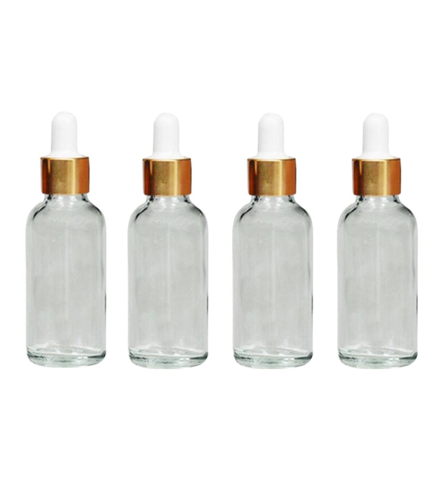30ml Glass Bottles with Pipette for Essential Oils Perfume & Cosmetics - Pack of 4 | Premium Transparent Supply Bottles - Buy Online on GoSupps.com