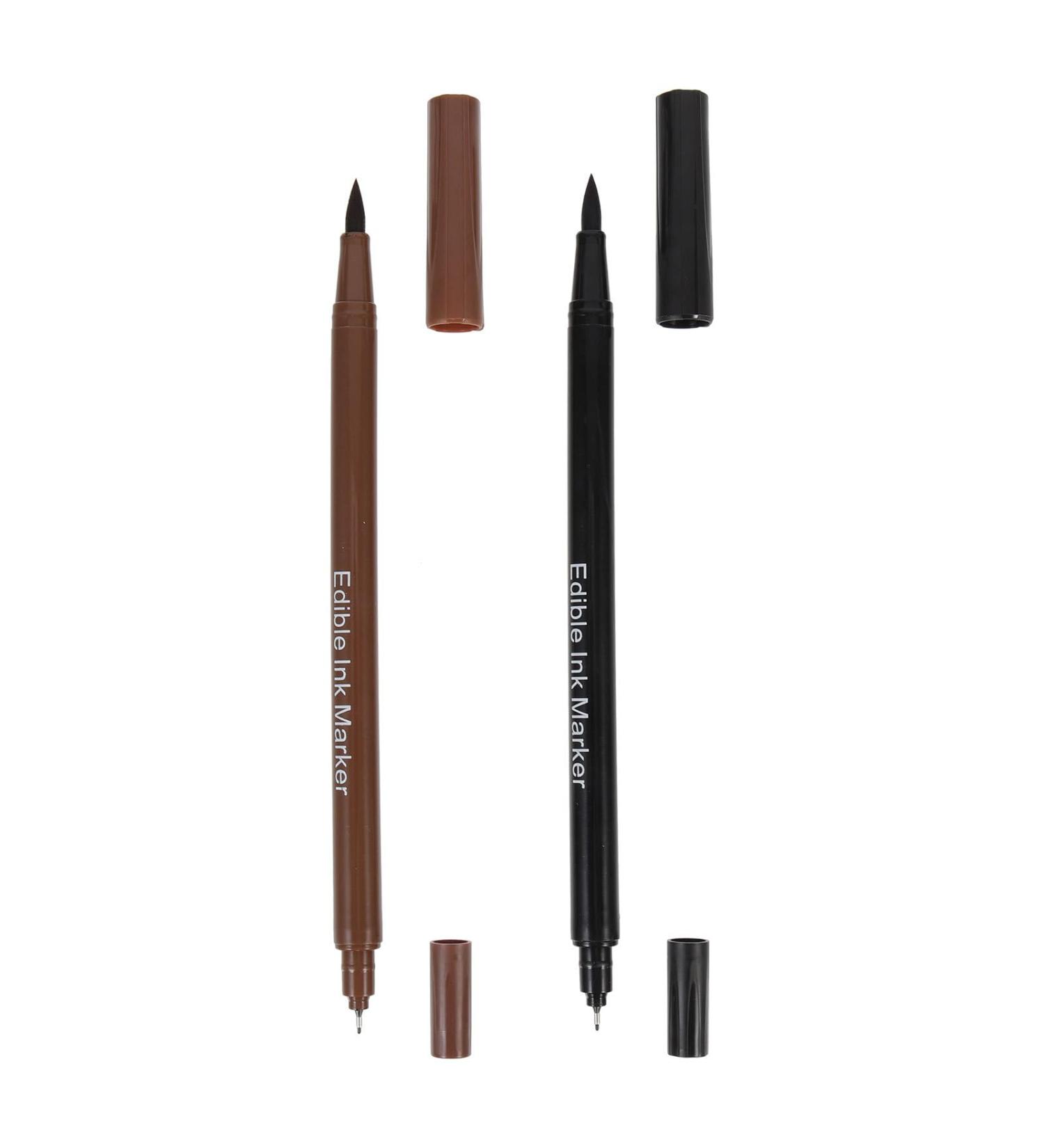 Kichvoe Black and Brown Edible Markers - Dual Head Food Coloring Pens for Fondant Biscuit Decoration (2pcs) - Buy Online on GoSupps.com