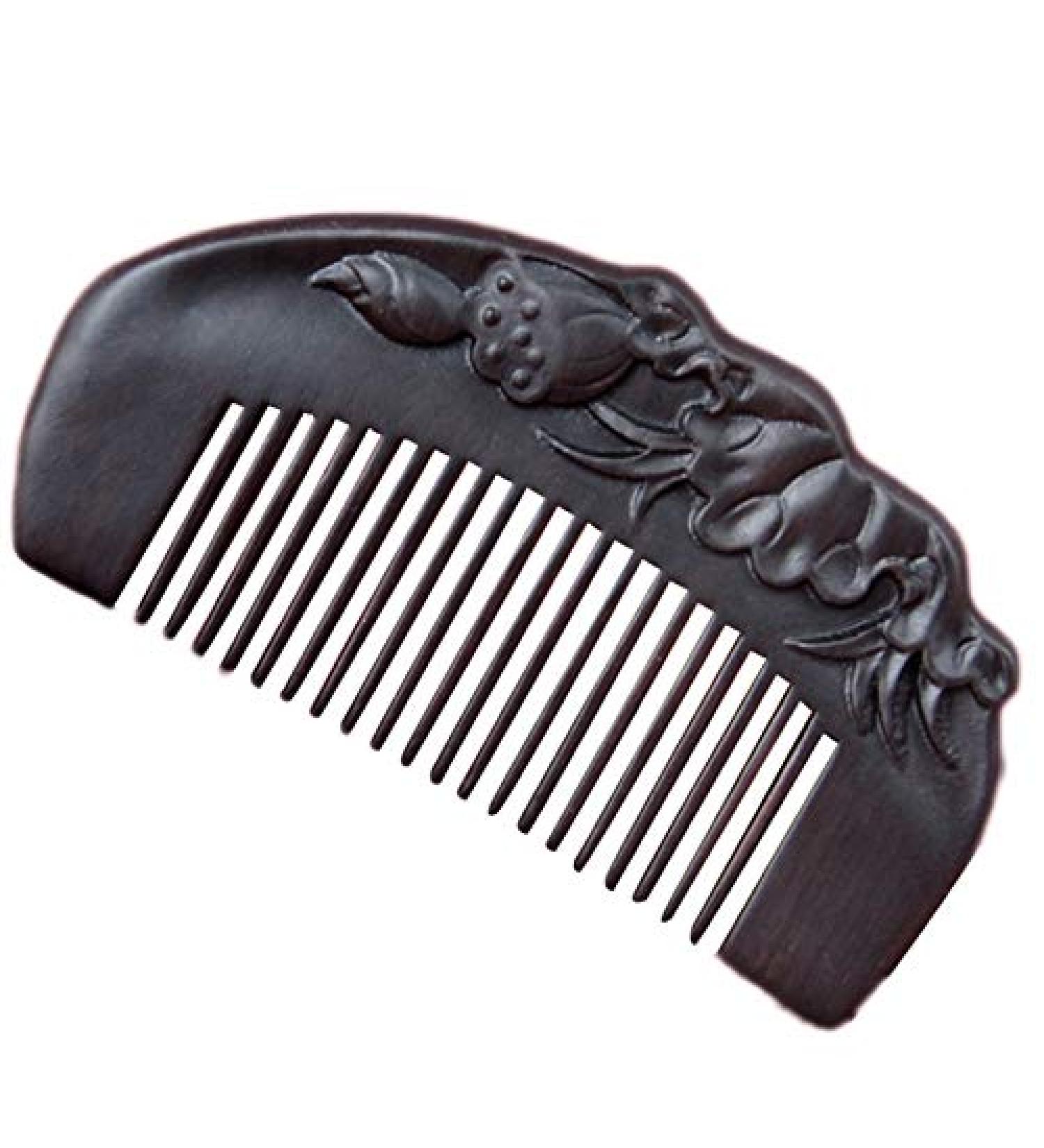 Jeenuuder Hair Comb High-Grade Engraved Combs Lotus Seed Wooden Comb Anti-Static - Buy Online on GoSupps.com