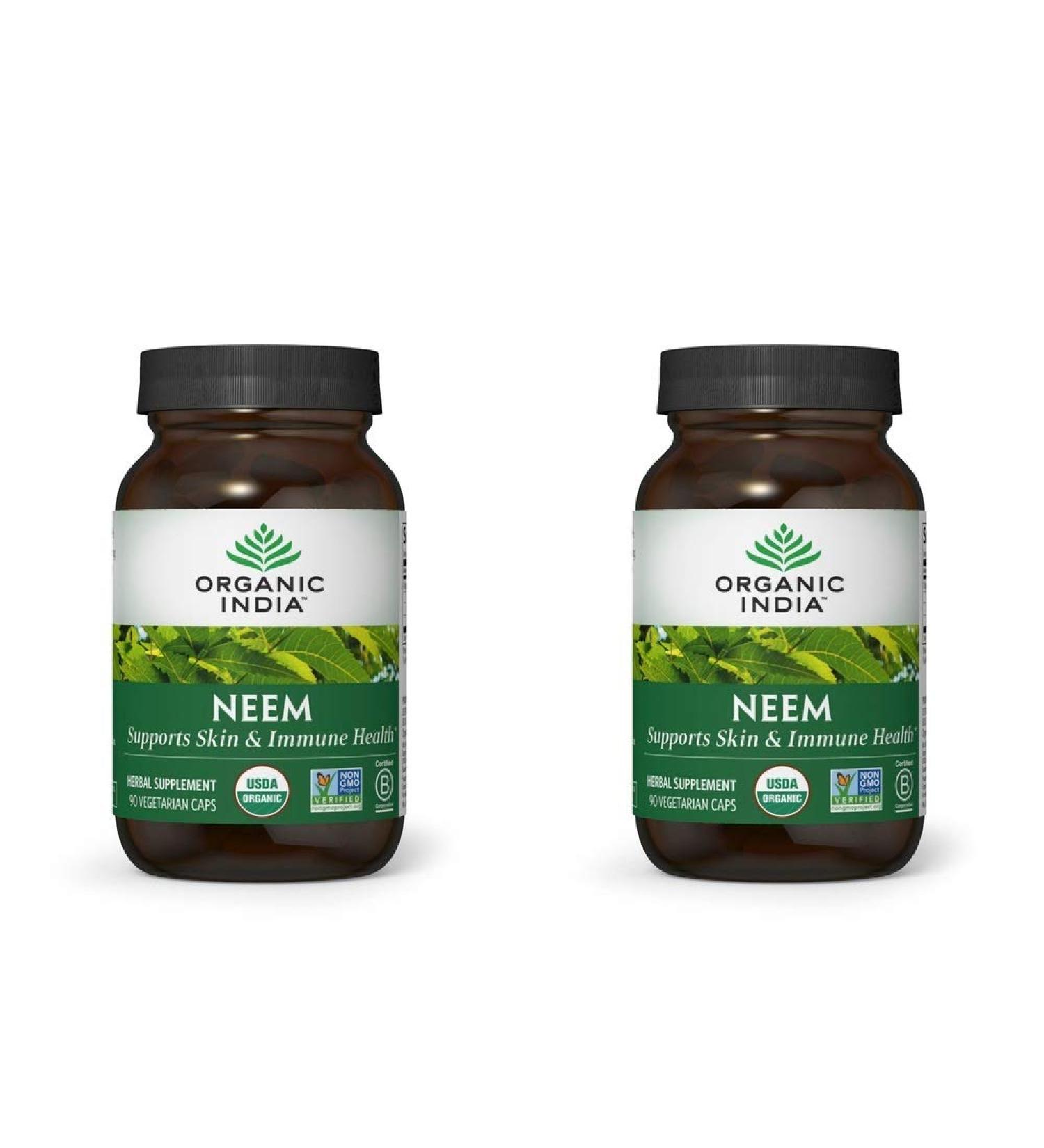 ORGANIC INDIA Neem Herbal Supplement - Supports Skin Immune & Liver Health Detox Healthy Inflammatory Response Vegan Gluten-Free USDA Certified Organic - 90 Capsules 2 Pack - Buy Online on GoSupps.com