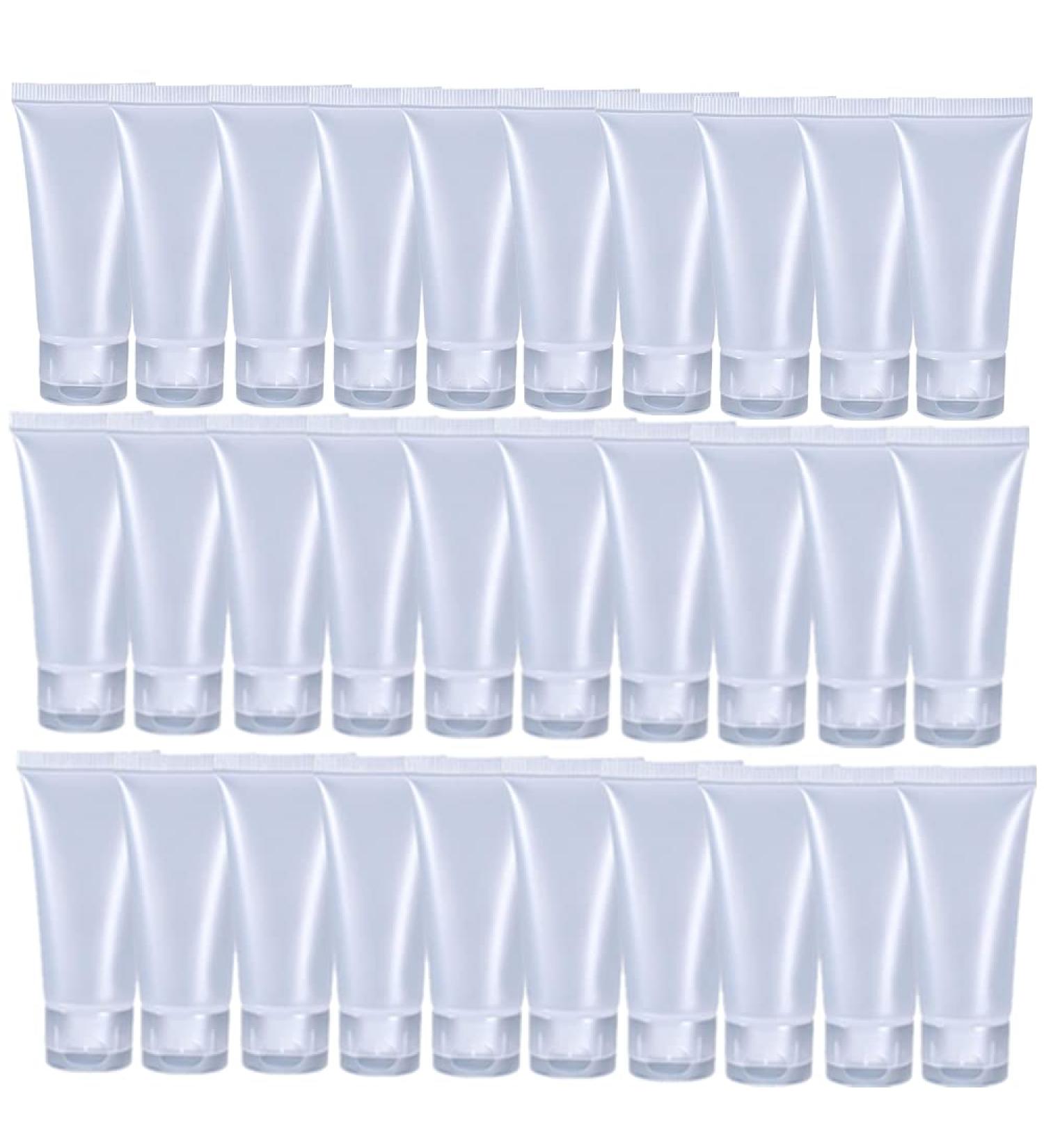 30 Pack Transparent Refillable Empty Tubes with Hinged Lid - 30ml Plastic Containers for Cosmetic Samples Body Cream Shampoo Shower Gel Lotion - Buy Online on GoSupps.com