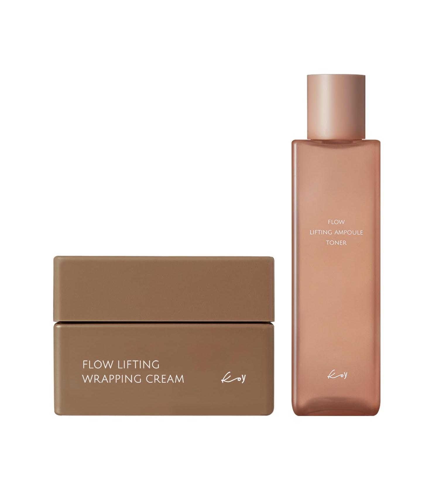 KOY Flow Lifting Wrapping Cream & Ampoule Toner Set | Anti-aging Face Cream and Hydrating Toner with Protein Complex | Smooth & Supple Skin - Buy Online on GoSupps.com