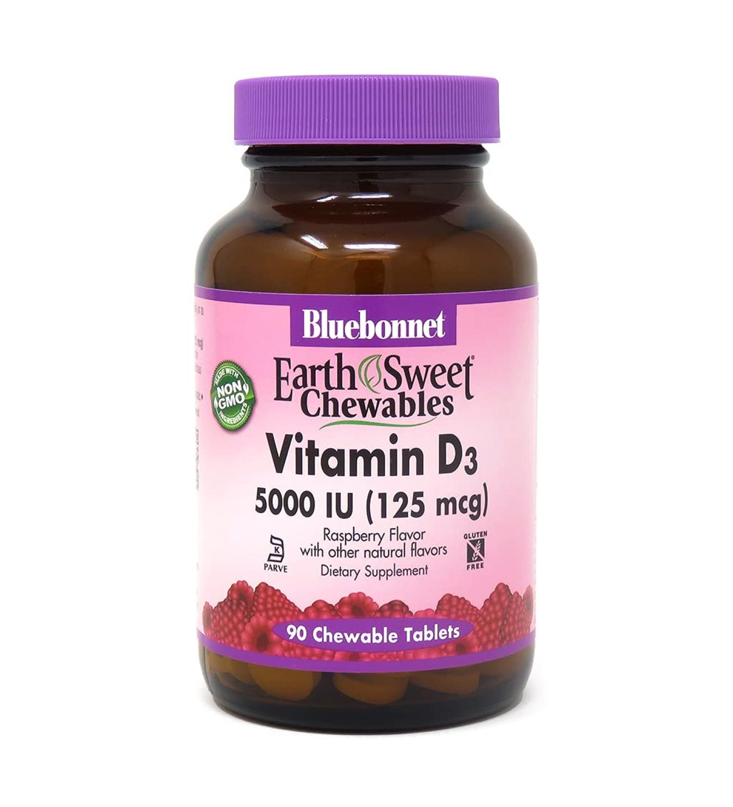 Bluebonnet Vitamin D3 5000 IU - 90 Chewable Tablets | Boost Immune Health - Buy Online on GoSupps.com
