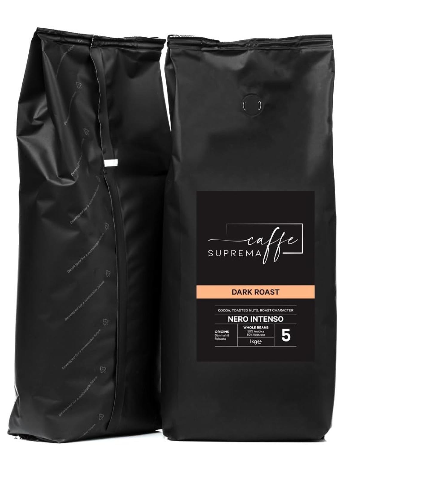 Caffe Suprema Nero Intenso Coffee Beans 1KG Dark Roast 50% Arabica 50% Robusta