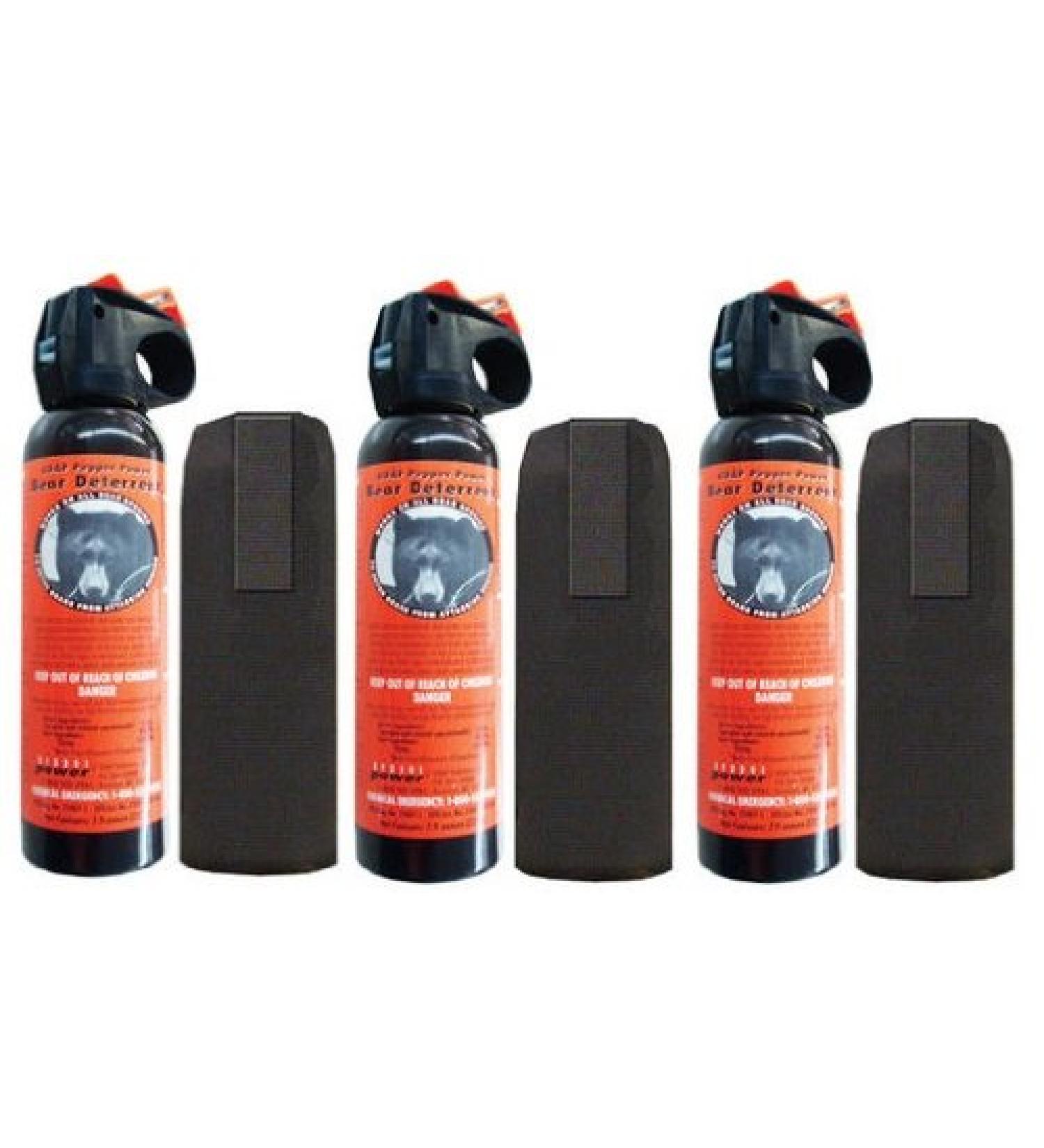 3 Personal Defense UDAP Bear Sprays w/ Holsters 12VHP