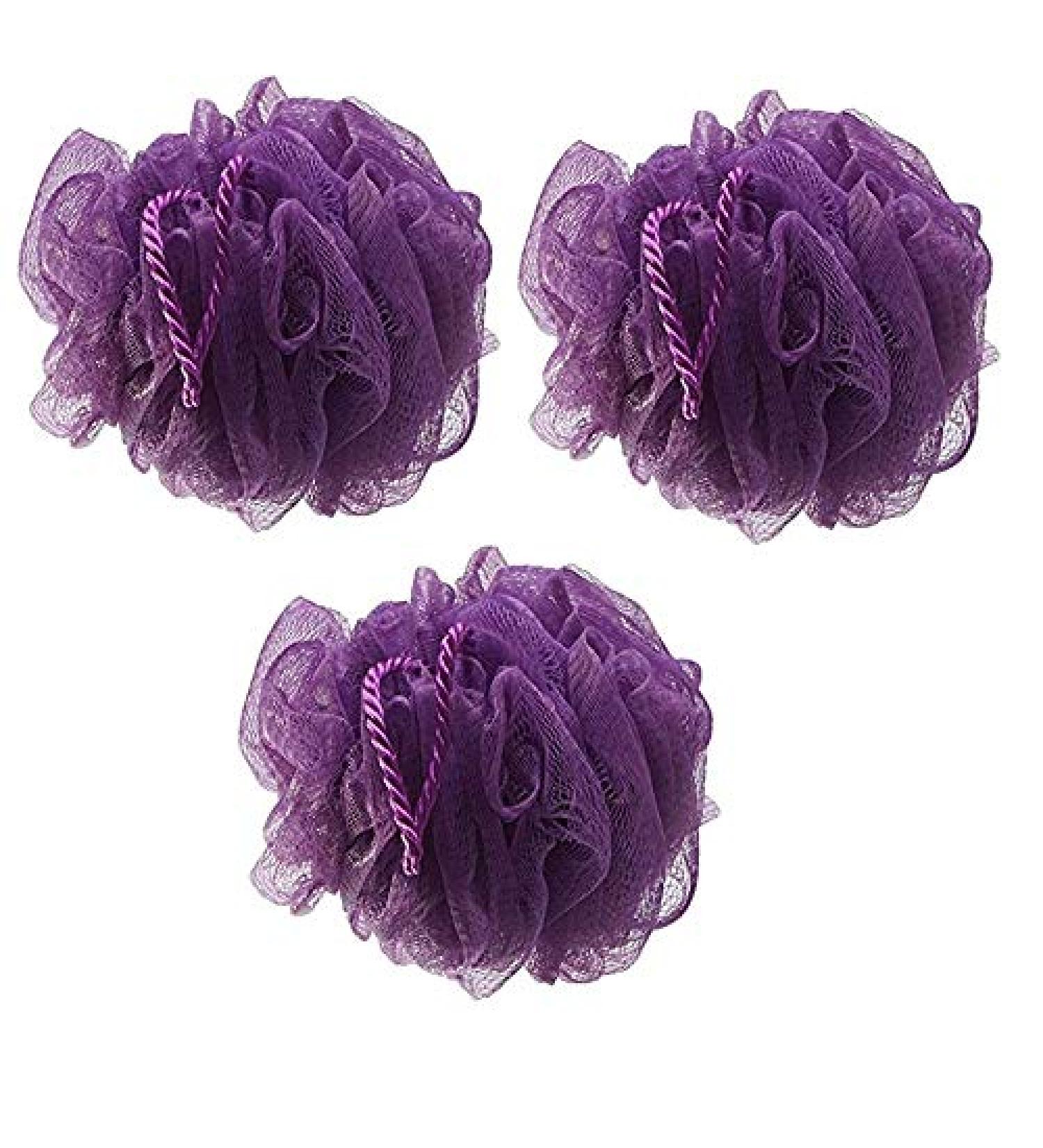 Planet 007 Bath Shower Loofahs Mesh Pouf Sponge Set - Purple (3 Pack) - Buy Online on GoSupps.com