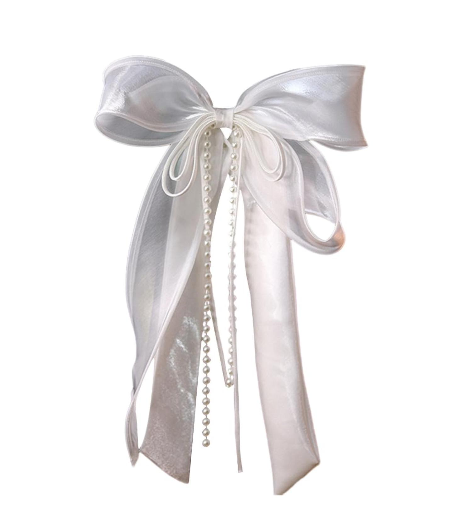 hgnxa Delicate Veil Hair Clip with Bowknot Beaded Add a touch of Sophistication to Your Hairstyle with Delicate Hair Clip - Buy Online on GoSupps.com