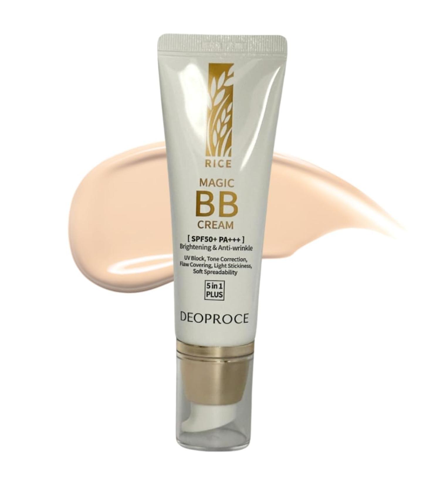 Deoproce Rice Magic BB Cream SPF 50+ PA++++ | Anti-Wrinkle Formula | UV Block Flaw Covering Lightweight & Hydrating | Natural Beige #21 | 50g - Buy Online on GoSupps.com