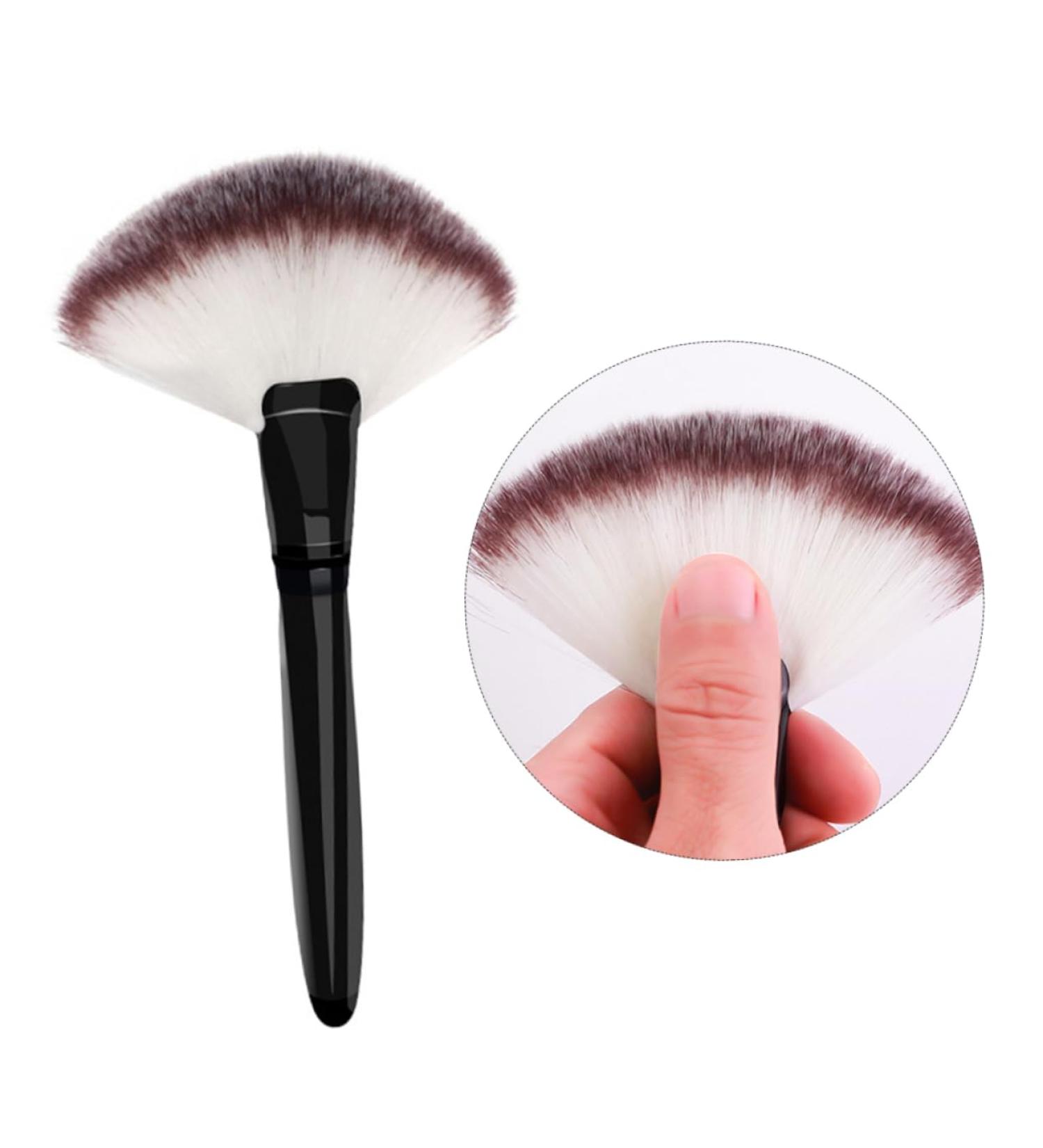 minkissy black makeup Cosmetics Large Powder Foundation Brush Wood Handle Brush blush brush big fan wooden handle brush sector Bamboo - Buy Online on GoSupps.com