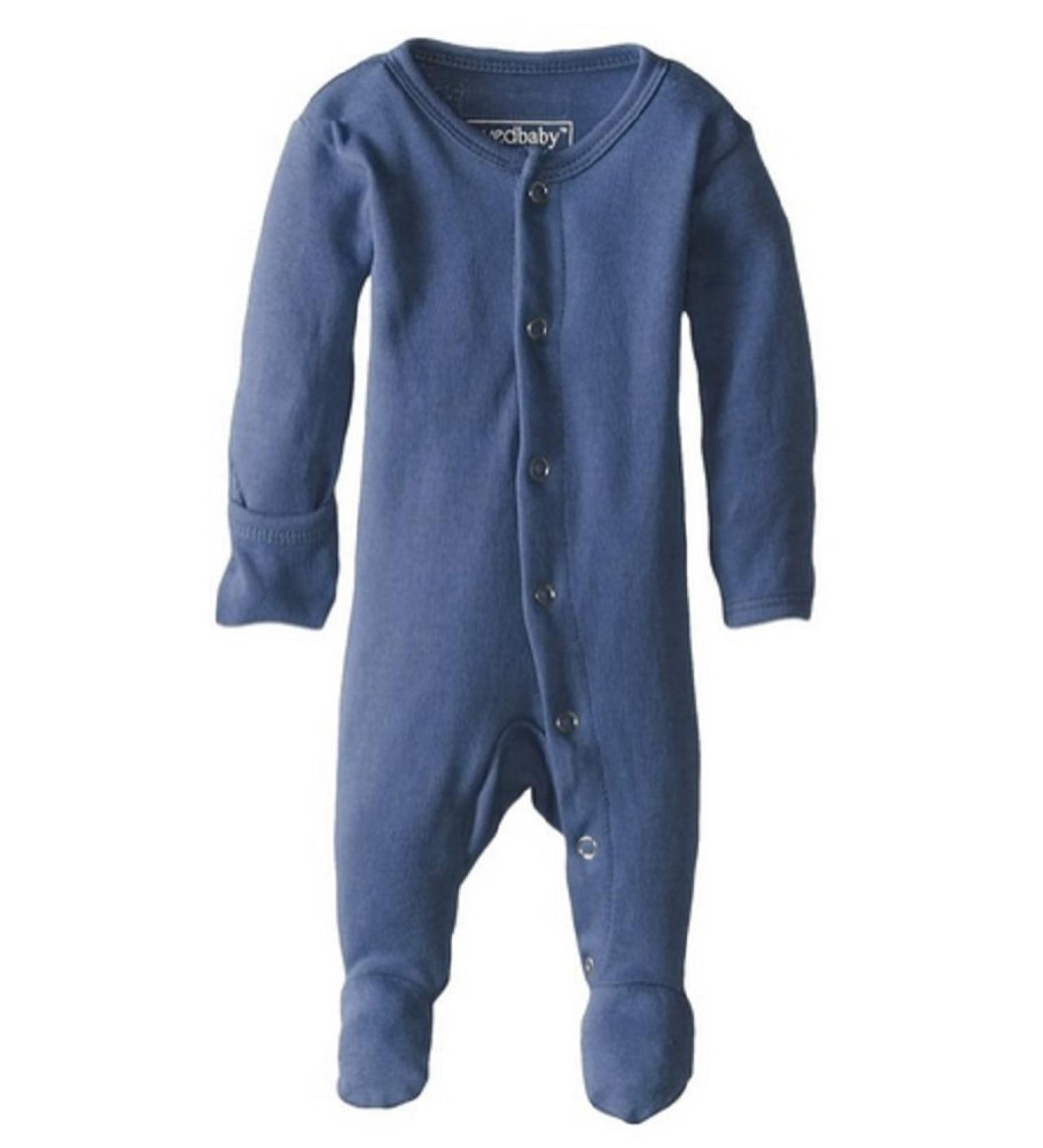 L'Ovedbaby Girls' Organic Baby Snap Footie 9-12 Months Slate