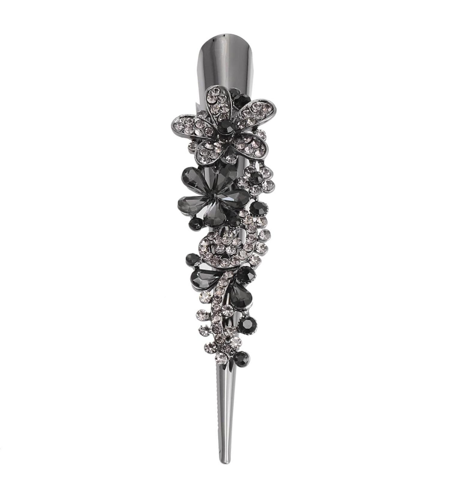 Mobestech Duckbill Clip Rhinestone Alligator Hair Clip Studded Hairpin Hair Clip Metal Bobby Pin Hair Barrette Headwear Hair Accessory for Women Girls Hair Styling (Grey) - Buy Online on GoSupps.com