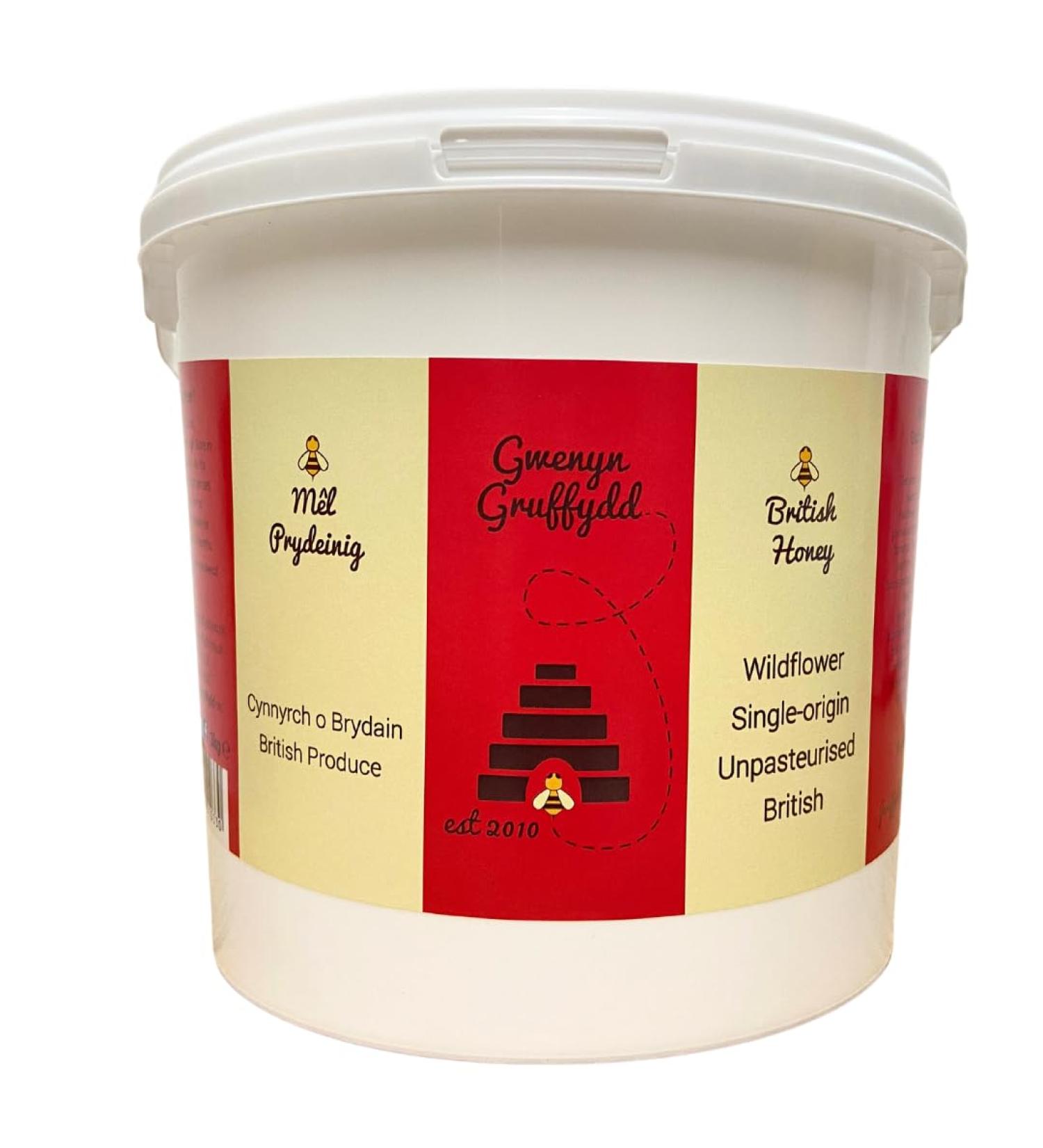 Gwenyn Gruffydd - British Blossom Honey 3kg Bulk Catering Tub - 100% Pure Natural Unpasteurized Raw Honey - Bulk Honey 3kg - Unheated - Gluten Free - Premium Honey from Non-Sugar Fed Bees UK - Buy Online on GoSupps.com