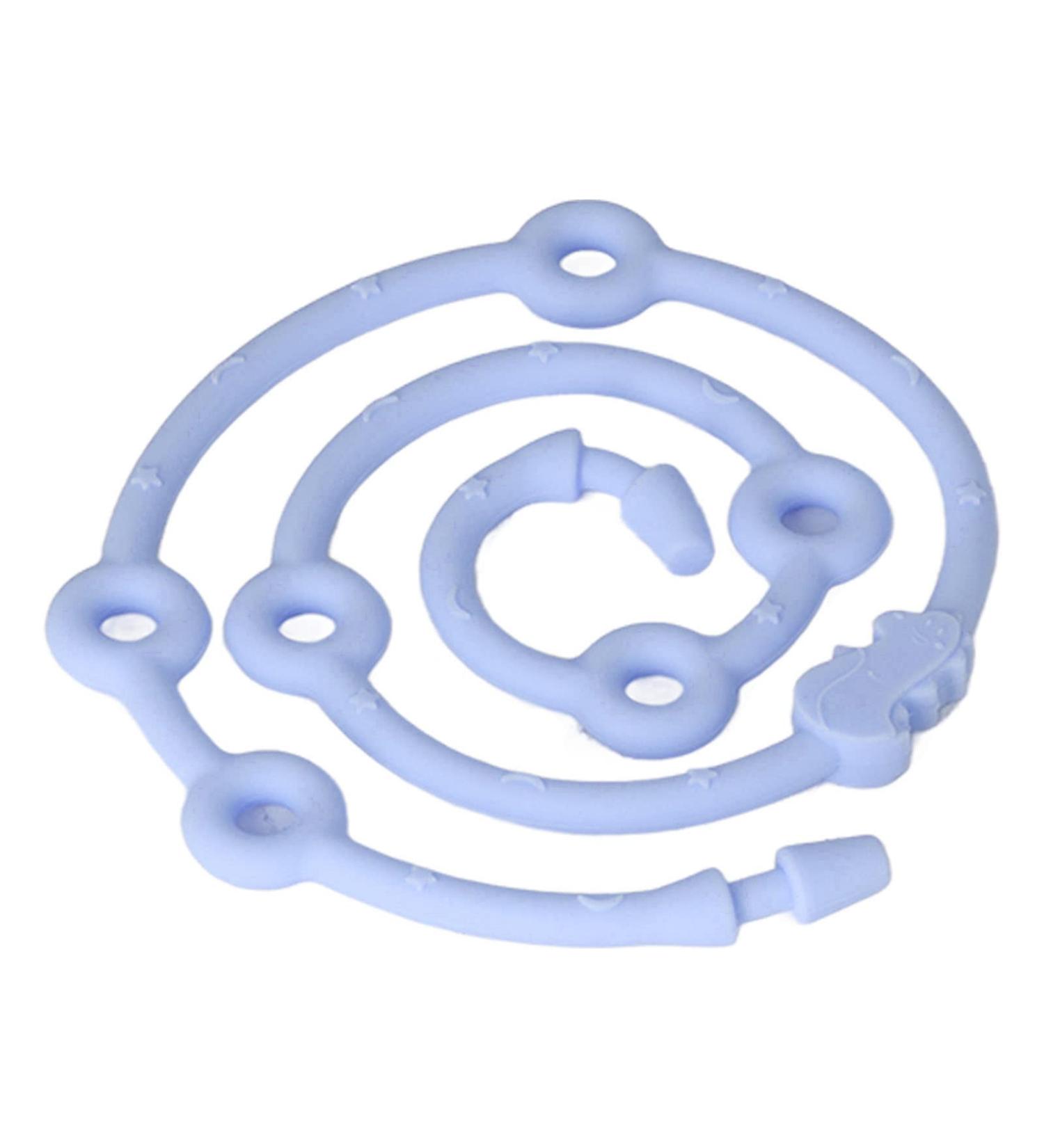 Rvsky Baby Pacifier Holder - Soft Food-Safe Silicone Pacifier Band & Teether (Blue) - Stretchy & Safe for Your Baby - Buy Online on GoSupps.com