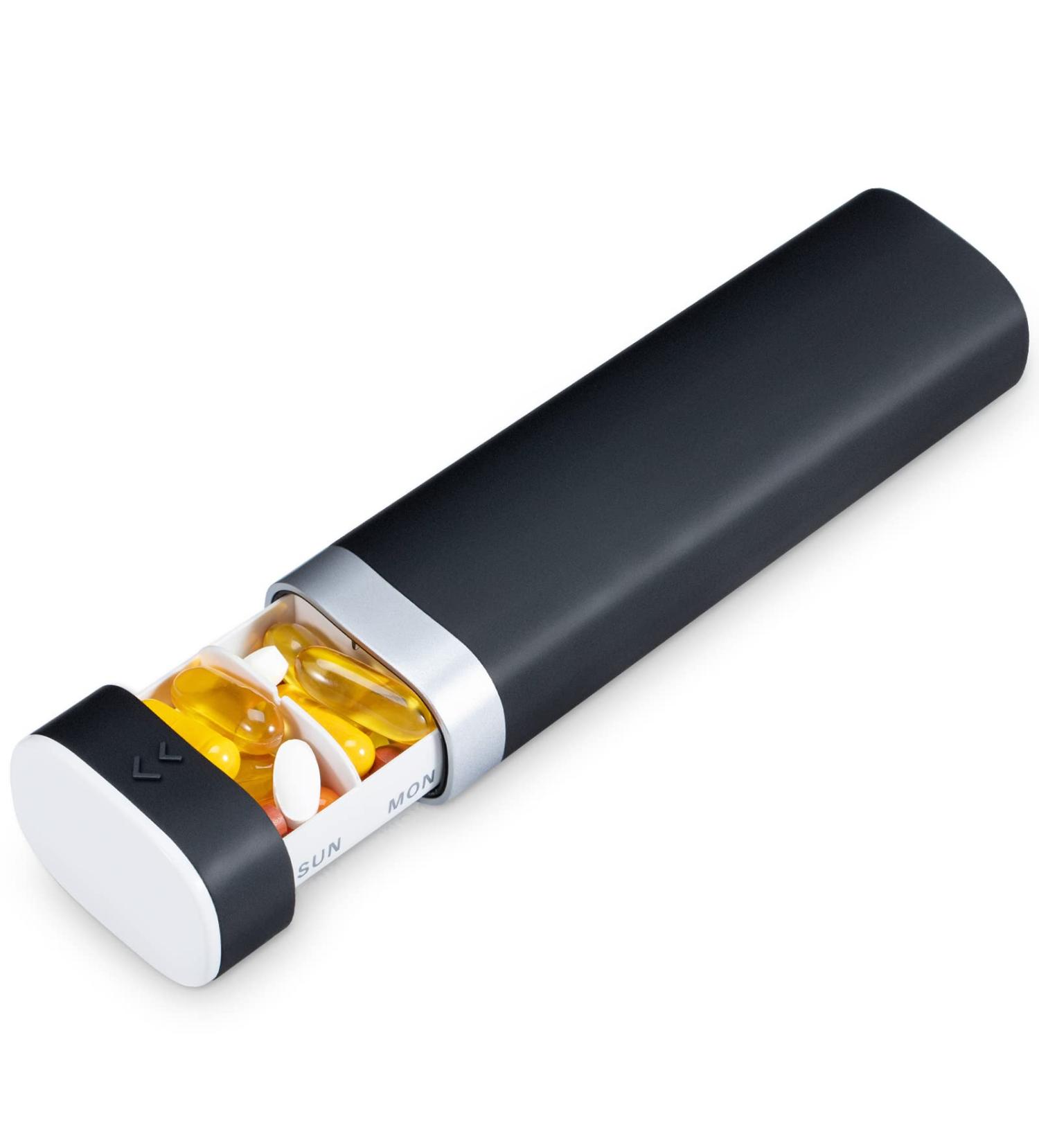 Betife Daily Pill Organizer 7 Day Weekly Travel Case for Vitamins & Supplements (Black) - Buy Online on GoSupps.com