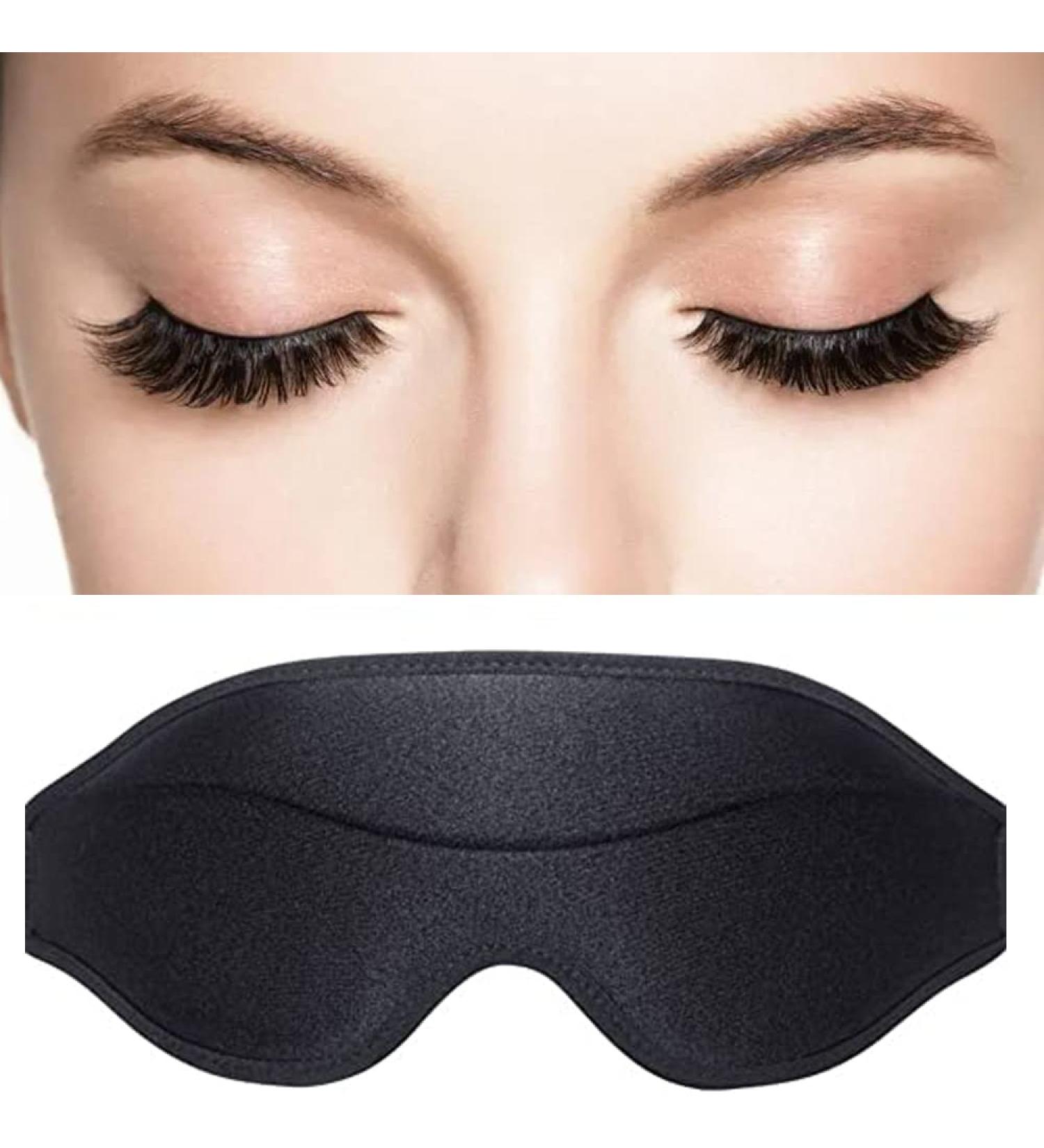 3D Contoured Eye Mask for Lash Extensions | Deep Pockets Design | Soft Memory Foam | Adjustable Headband Strap | Black - Buy Online on GoSupps.com