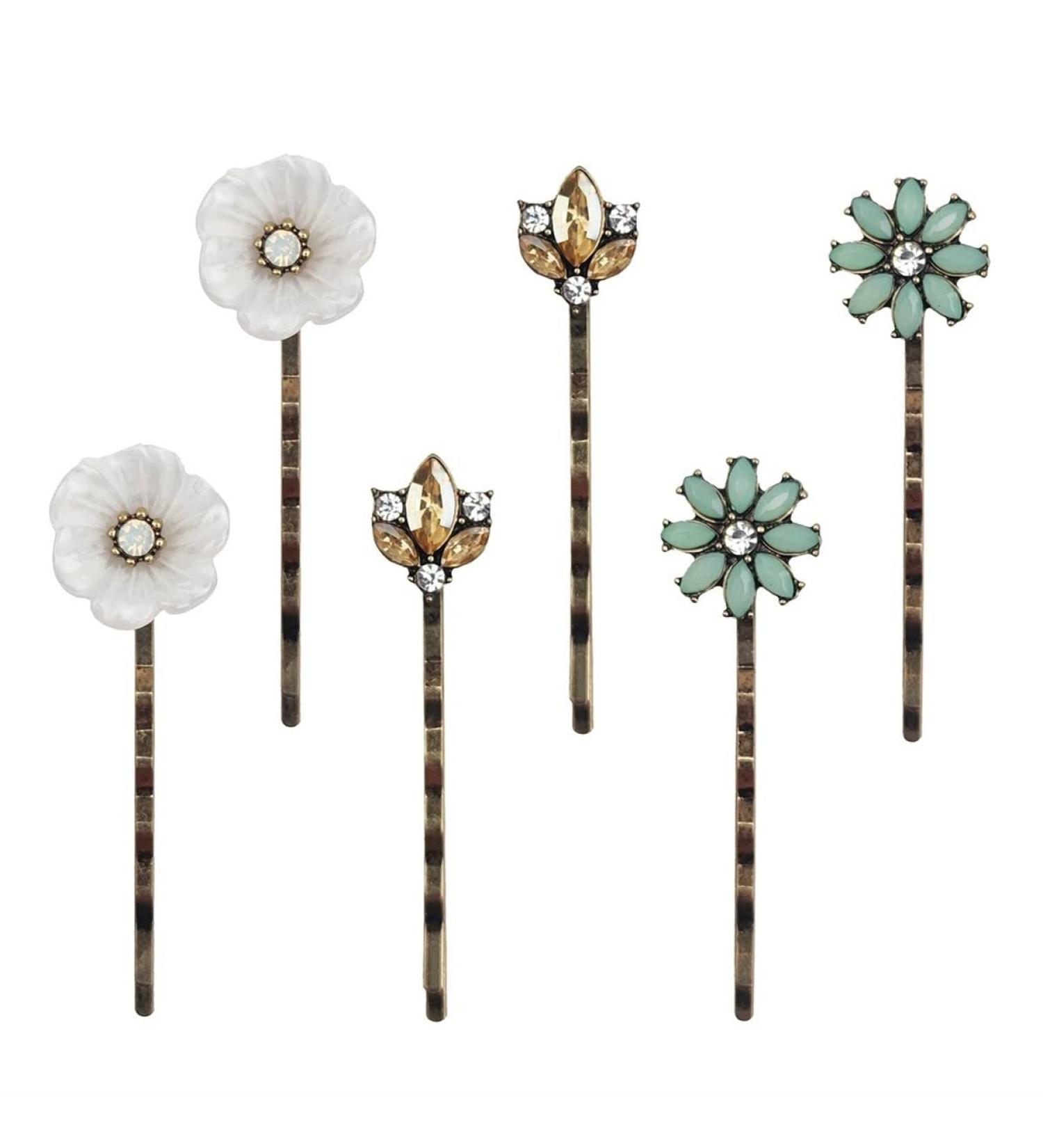 6PCS Retro Crystal Rhinestone Hair Pins - Elegant Vintage Hair Clips for Women and Girls - Buy Online on GoSupps.com