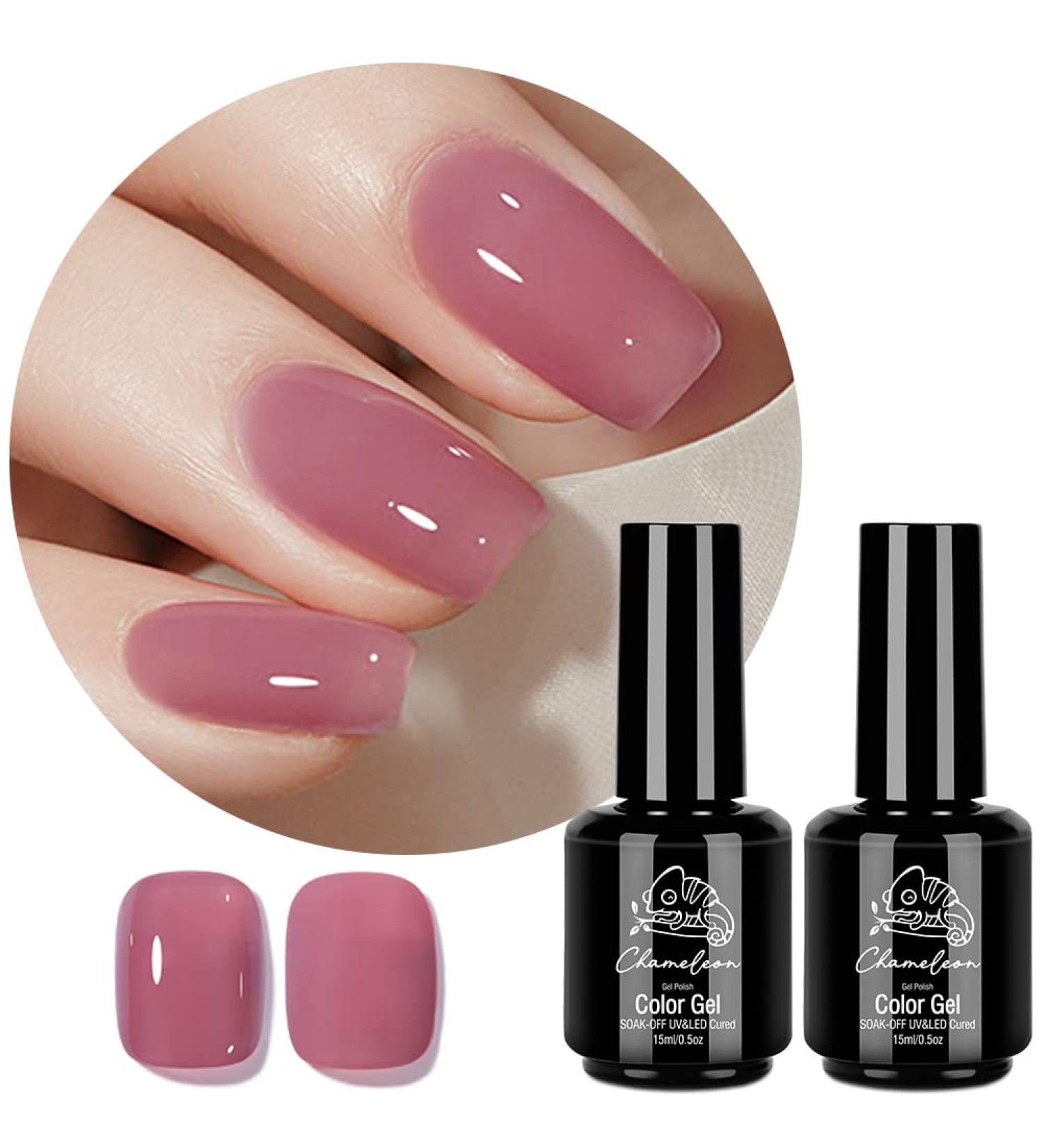 Chameleon Nude Jelly Gel Nail Polish Set - Translucent Rosewood Soak Off LED Gel, Ideal for Manicure DIY - 2PCS (0.5fl oz/Pcs) - Buy Online on GoSupps.com