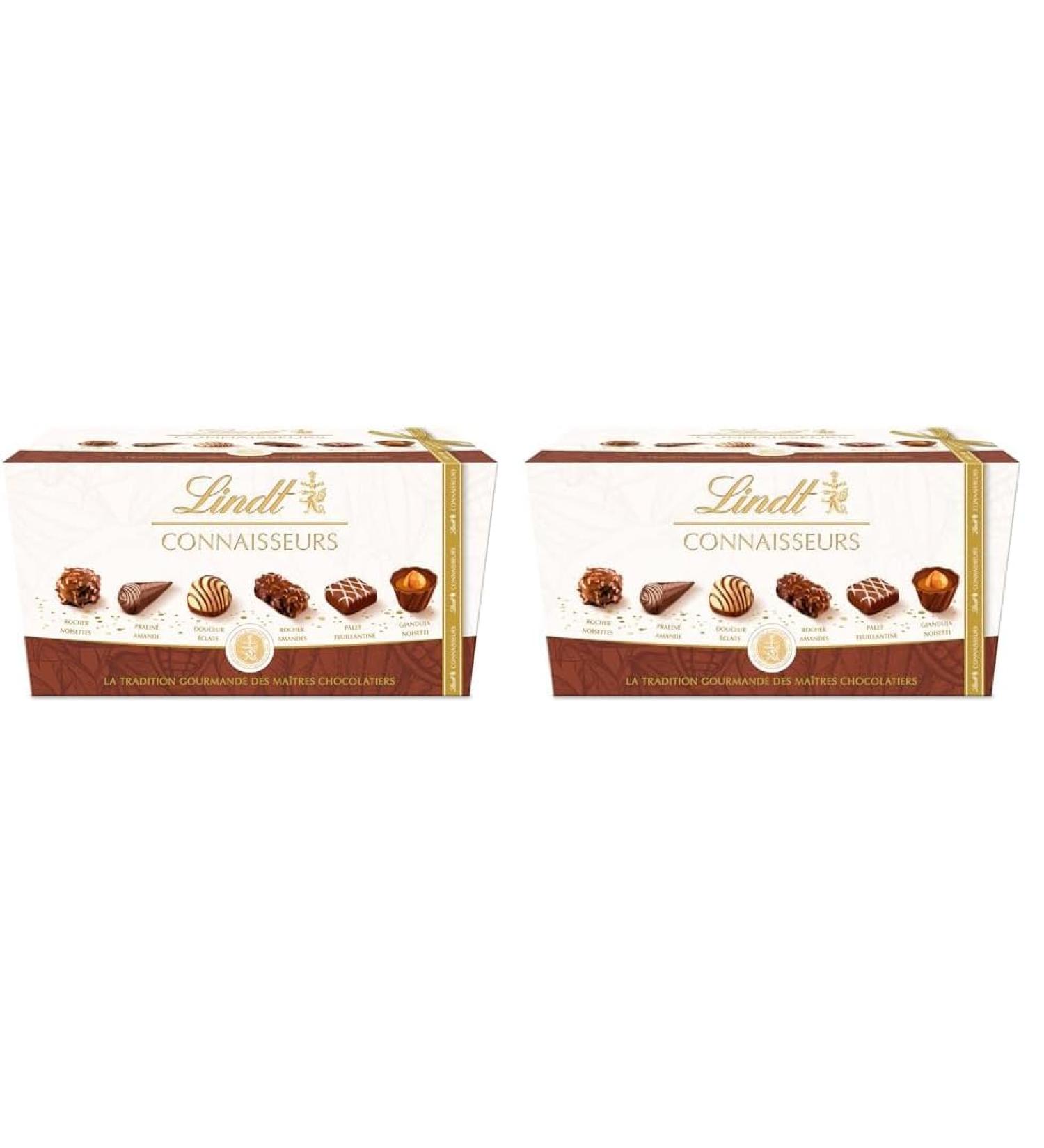 Lindt - Bo te de Chocolats CONNAISSEURS - Assortiment de Pralin s et Gianduja 183g (Lot de 2) Lait Blanc et Fourr  - Buy Online on GoSupps.com