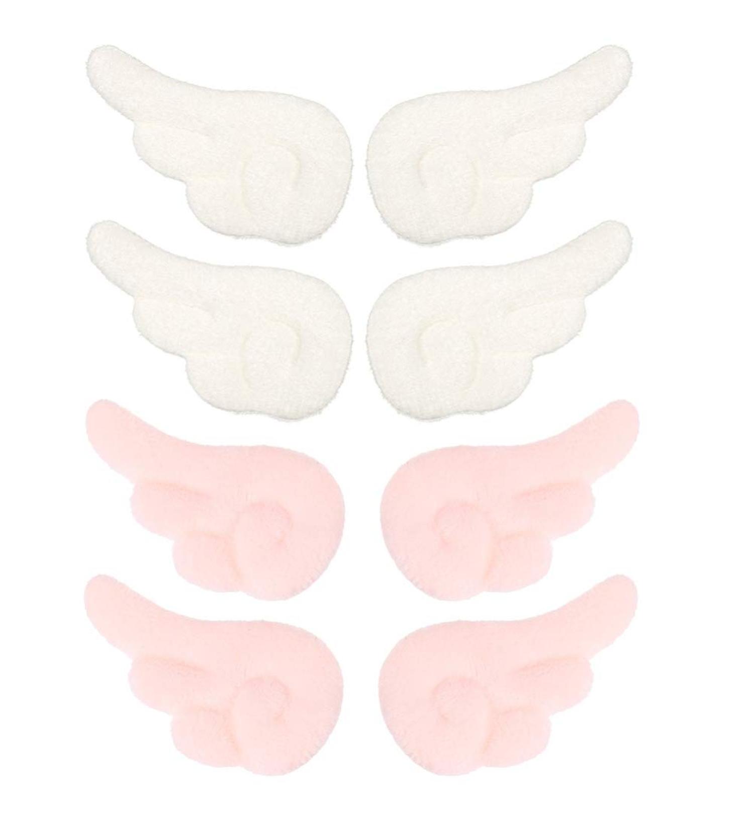 Beaupretty Plush Angel Wing Hair Clips - 4 Pairs Cute Cartoon Hairpins for Girls & Women | Slipproof White & Pink - Buy Online on GoSupps.com