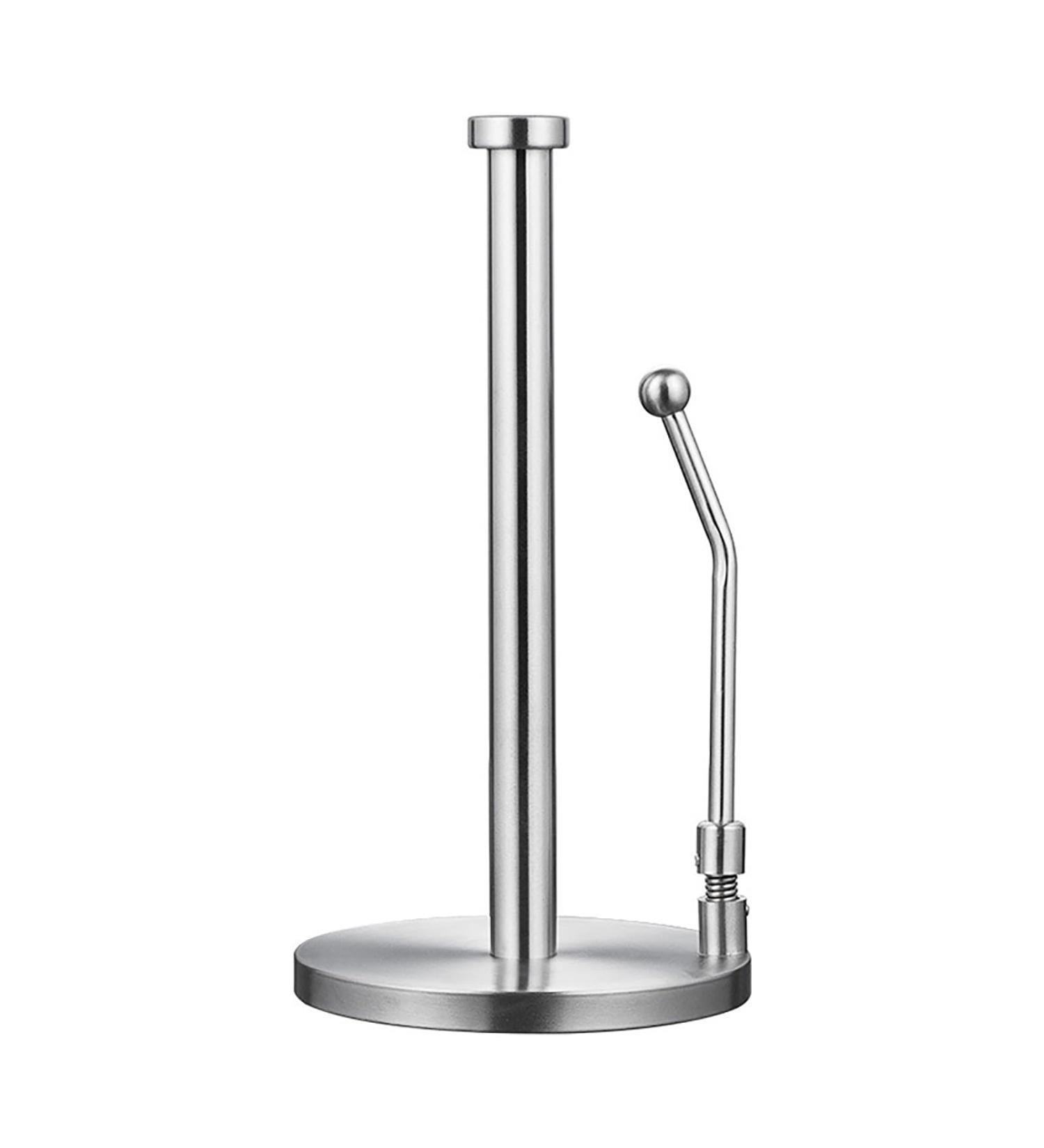 Paper Towel Holder Countertop Free Standing Toilet Paper Holder Stand with Non Slip Base Spring Arm Fit Most Size Paper Roll Stretched Freely for Bathroom Kitchen - Buy Online on GoSupps.com