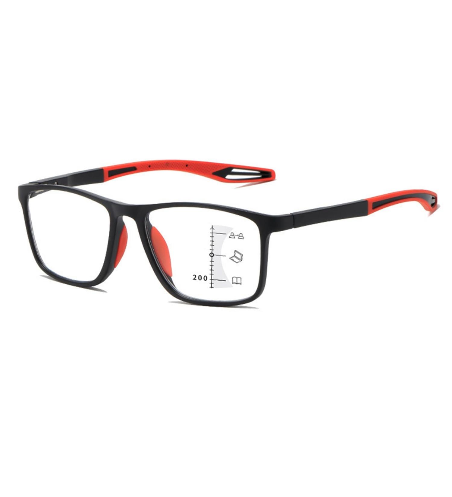 Progressive Multifocus Reading Glasses for Men Women Flexible Sports Glasses Anti blue Light Computer Readers(Couleur:Red Grandeur:1.5x) - Buy Online on GoSupps.com