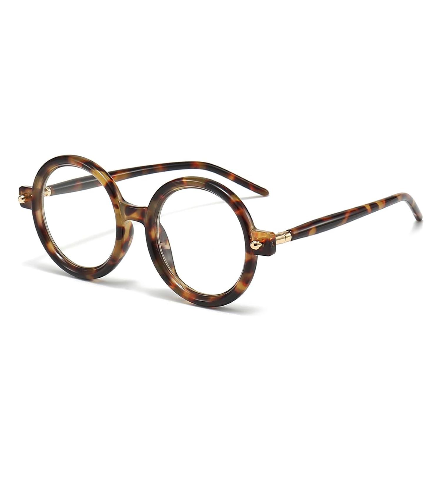 Round Blue Light Blocking Glasses for Men & Women | Retro 70s Oversized Circle Frame Eyewear - Tortoise 48mm - Buy Online on GoSupps.com