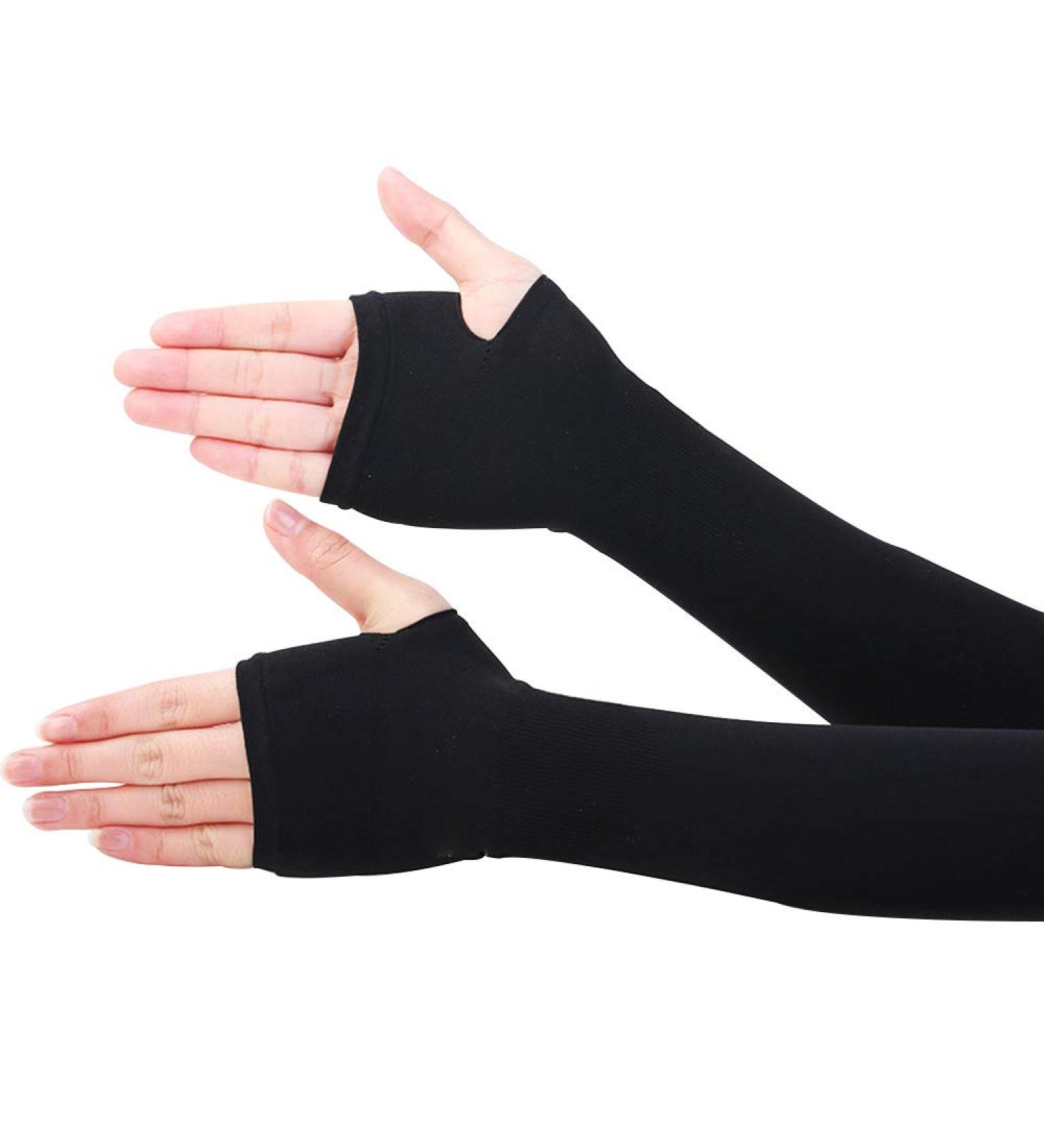 Lzymsz UV Sleeves Gloves - Long Anti-UV Hand Cover & Breathable Arm Cooler for Sports | Cycling Basketball & Hiking Protection - Black - Buy Online on GoSupps.com