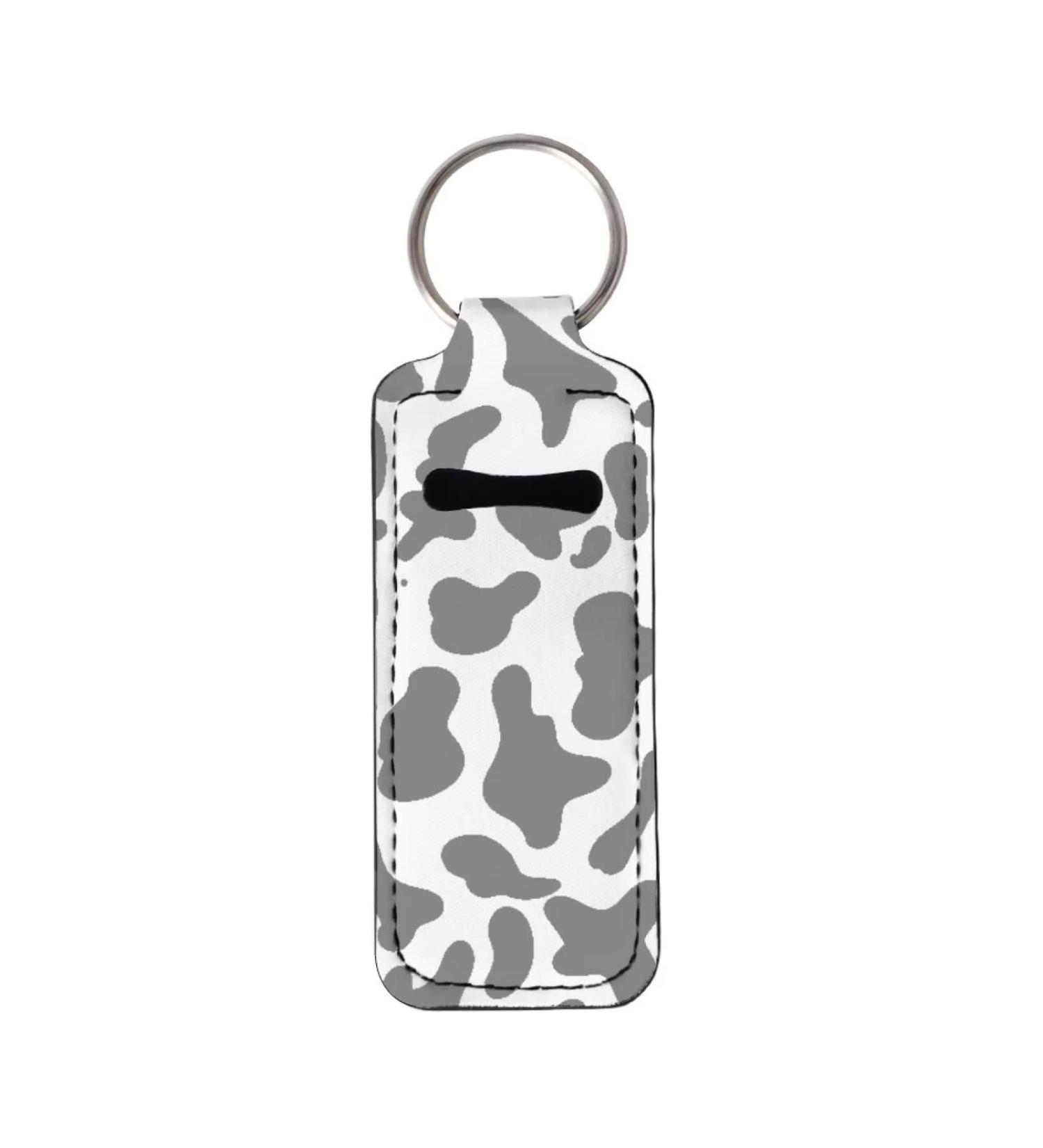 COEQINE Lip Balm Holder Keychain - Grey Cow Pattern Chapstick Sleeve for Women & Girls | Perfect Pouch for Lip Balm - Buy Online on GoSupps.com