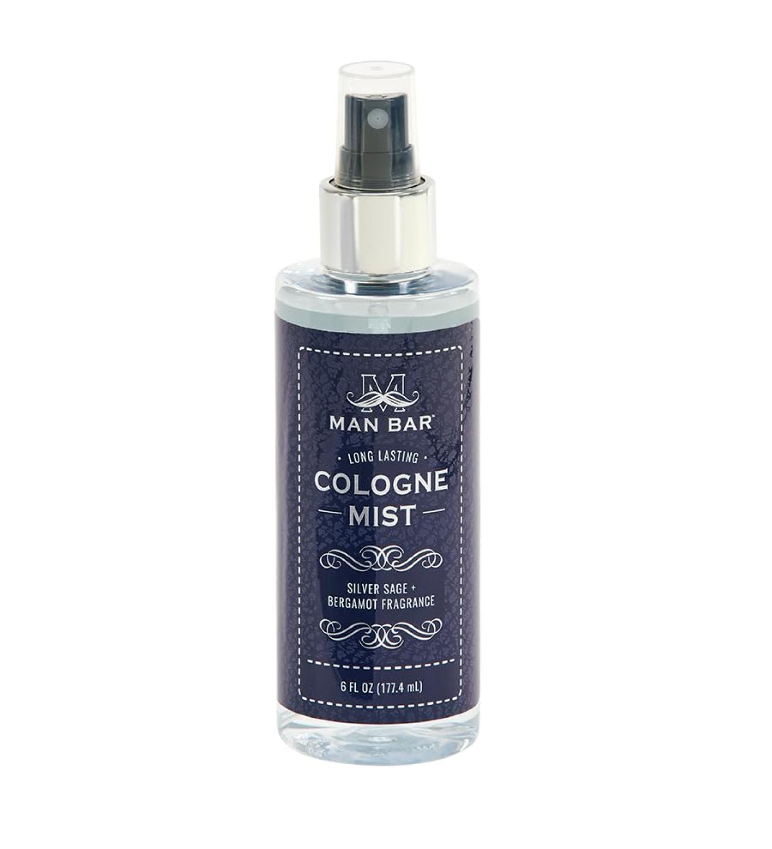 San Francisco Soap Company MAN BAR Cologne Mist Silver Sage and Bergamot - Long Lasting - Created with the Man in Mind - 6 fl oz - Buy Online on GoSupps.com