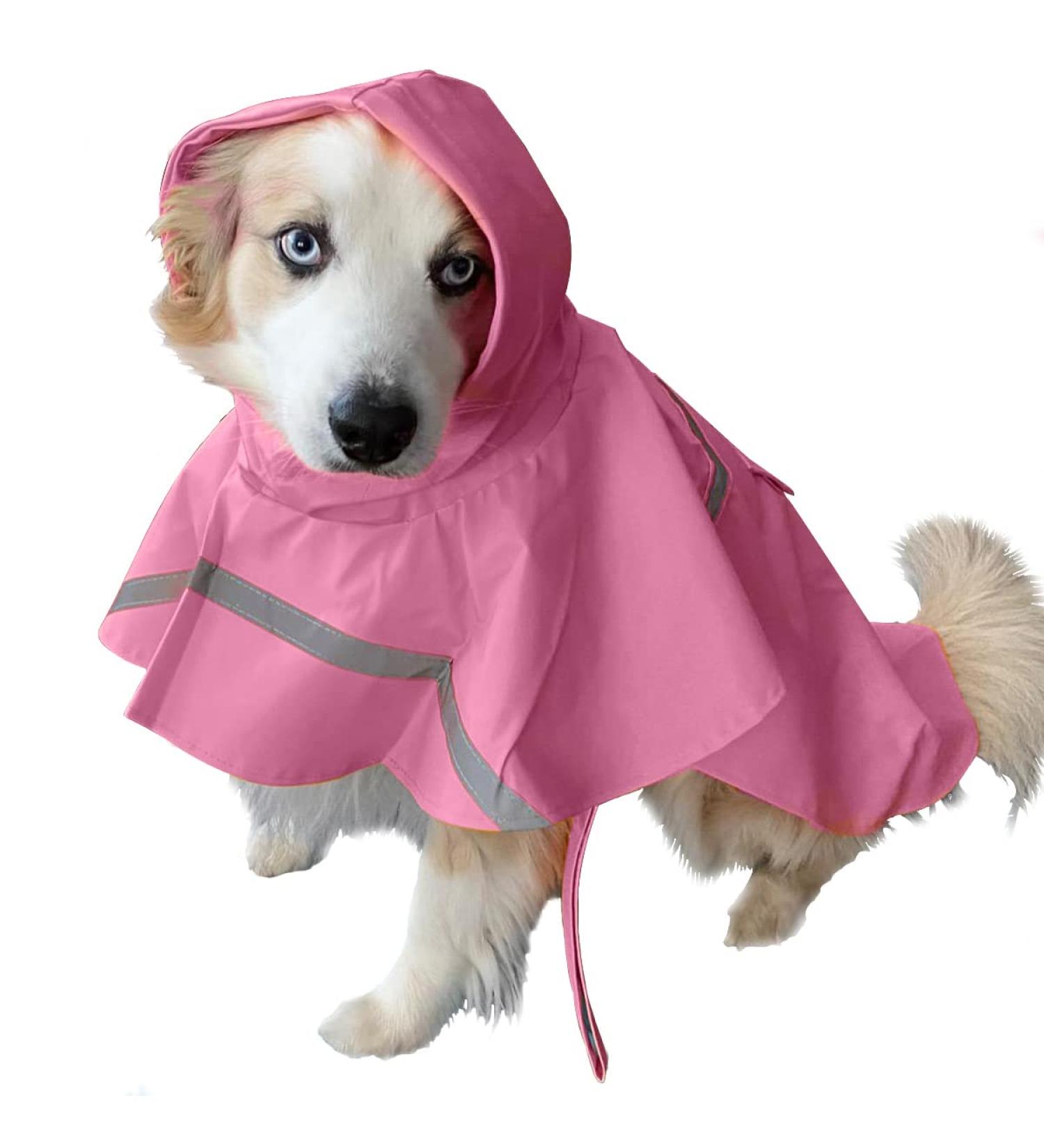 ICSOSO Waterproof Dog Rain Jacket with Hood - Reflective Raincoat for Medium-Sized Dogs (Pink M) - Lightweight & Durable - Buy Online on GoSupps.com