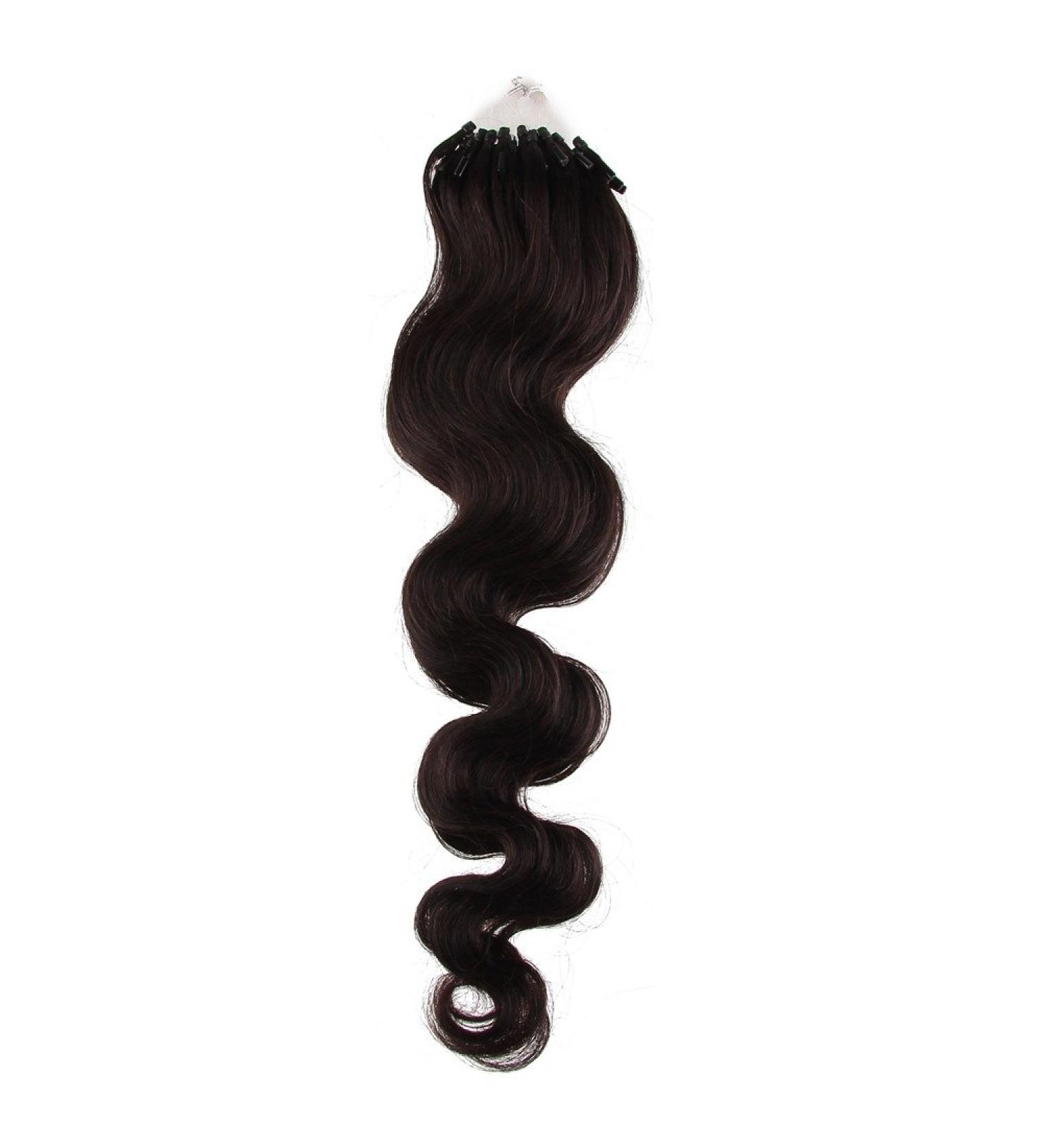Beauty7 - 50 Pcs Curly Microring Extensions | 24 #1B Black Brown | Real Remy Hair Body Wave - International Shipping Available - Buy Online on GoSupps.com