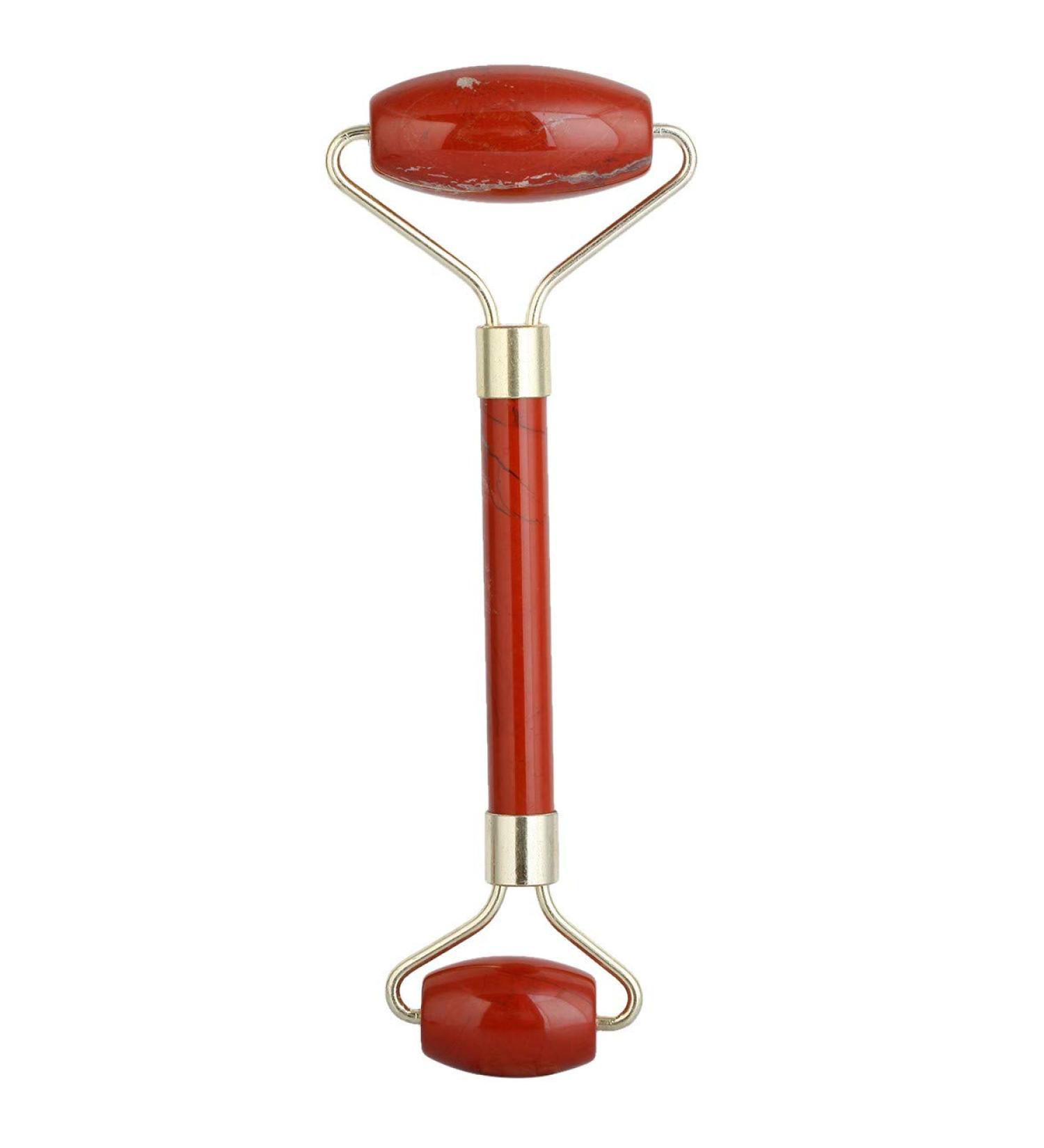 Rockcloud Natural Crystal Stone Roller Massager - Double Neck & Face Anti-Aging Tool | Red Jasper for Wrinkle Healing & Slimming Skincare - Buy Online on GoSupps.com