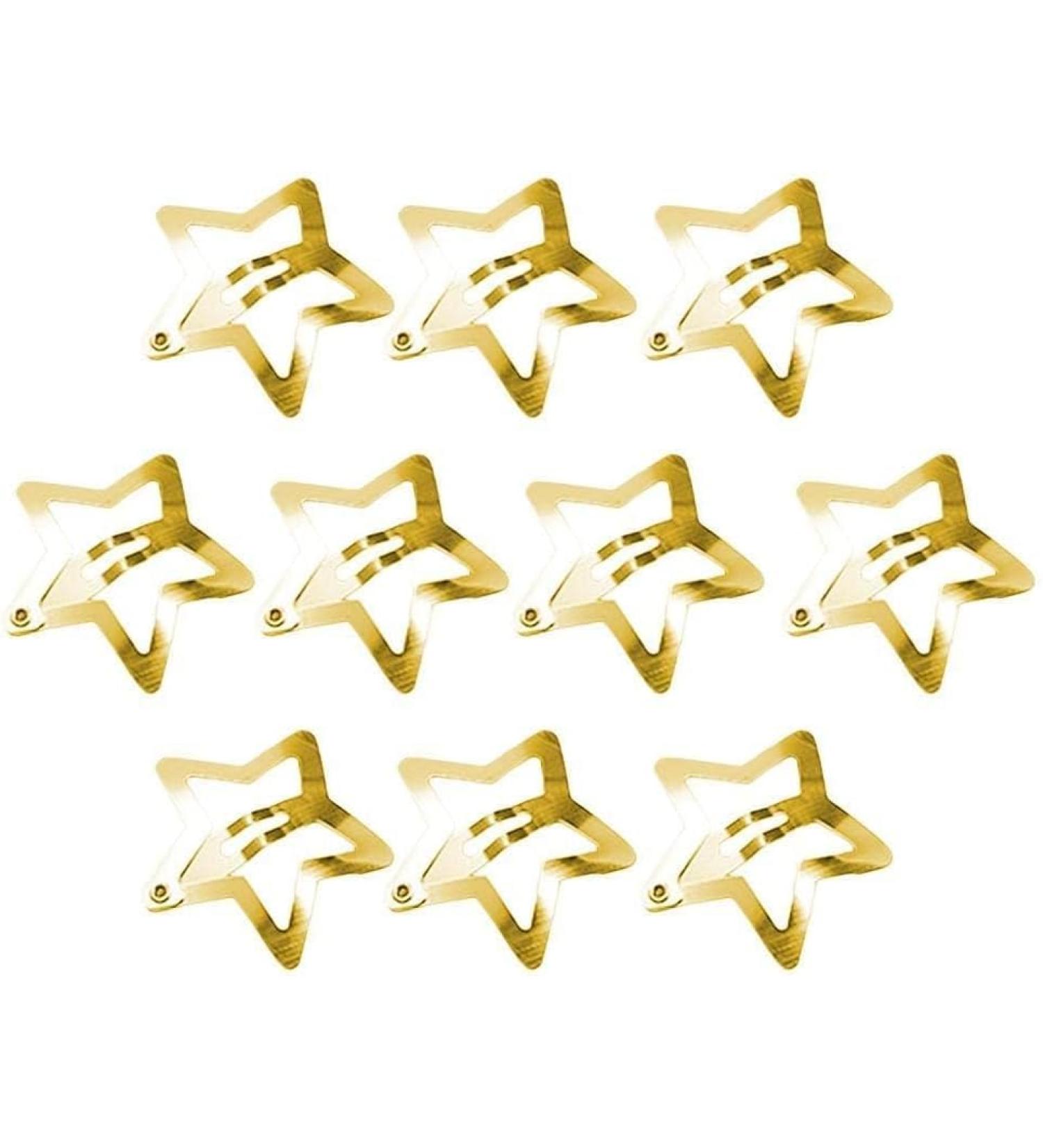 10 Pcs Gold Star Hair Clips Metal Snap Hair Clips Hair Barrettes Hair Side Clamps Headdress Cute Hair Accessories for Women Girls Beauty Clips and Barrettes - Buy Online on GoSupps.com