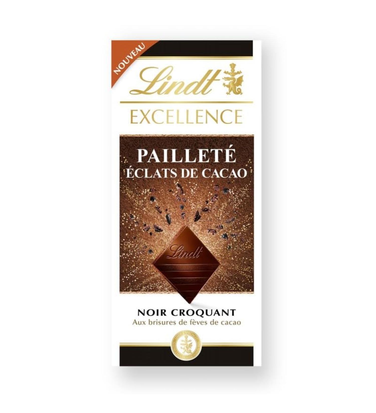  G n rique Lindt Excellence - Lindt Excellence Crunchy Black Cocoa Glitter Chocolate Bar 100 g - Pack of 4 - Sold as a Set - Buy Online on GoSupps.com