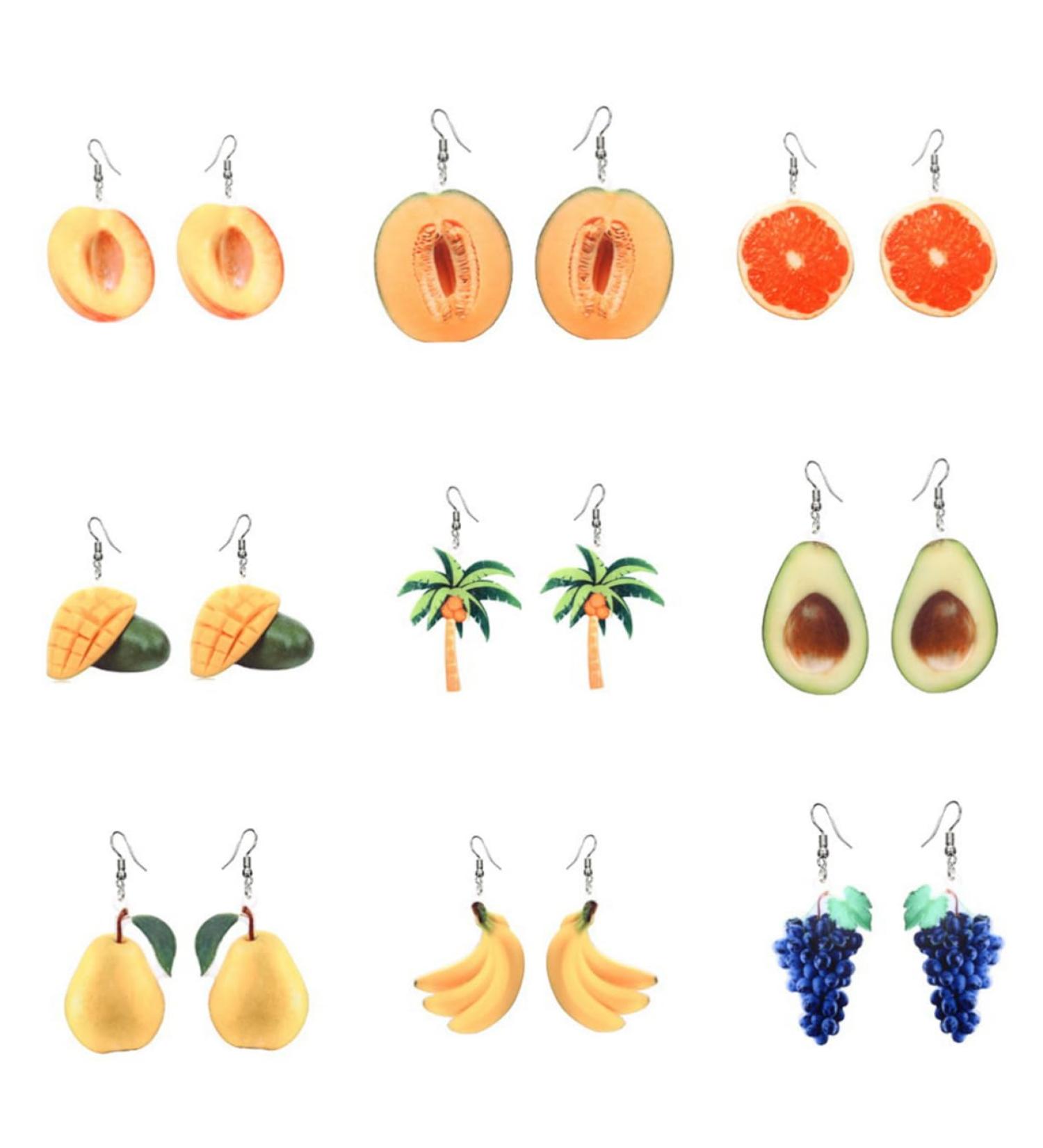 1 Pair Fruit Jewlery Ear Decoration Cherry Decor Earings Ear Jewelry Avocado Delicate Miss Earring 5.5X4.1cm As Shown - Buy Online on GoSupps.com