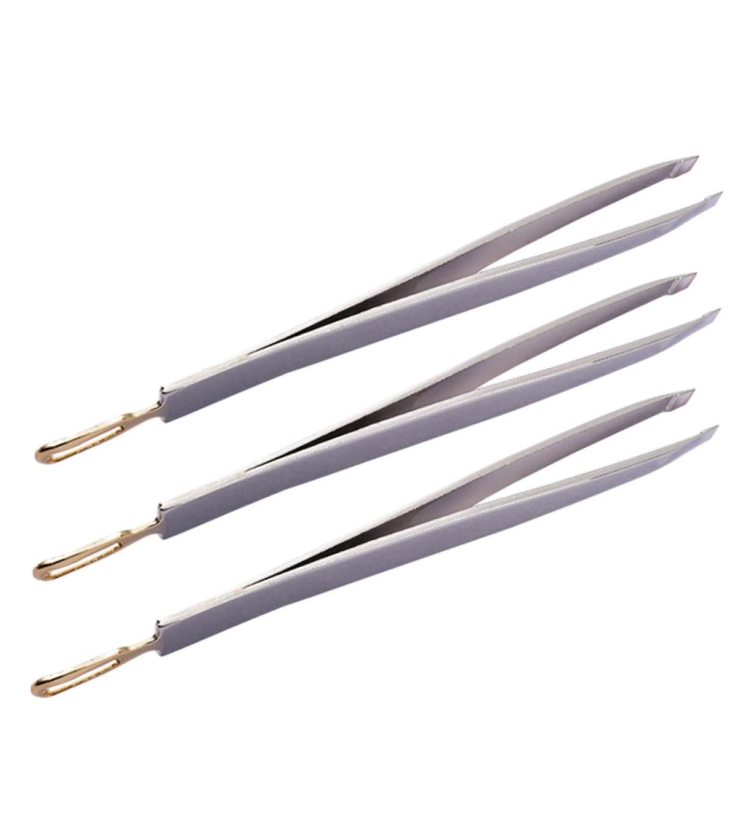 Frcolor Stainless Steel Eyebrow Clip Tweezers - Flat Lace Hair & Jewelry Tool for Precision Grooming & Crafts - Buy Online on GoSupps.com