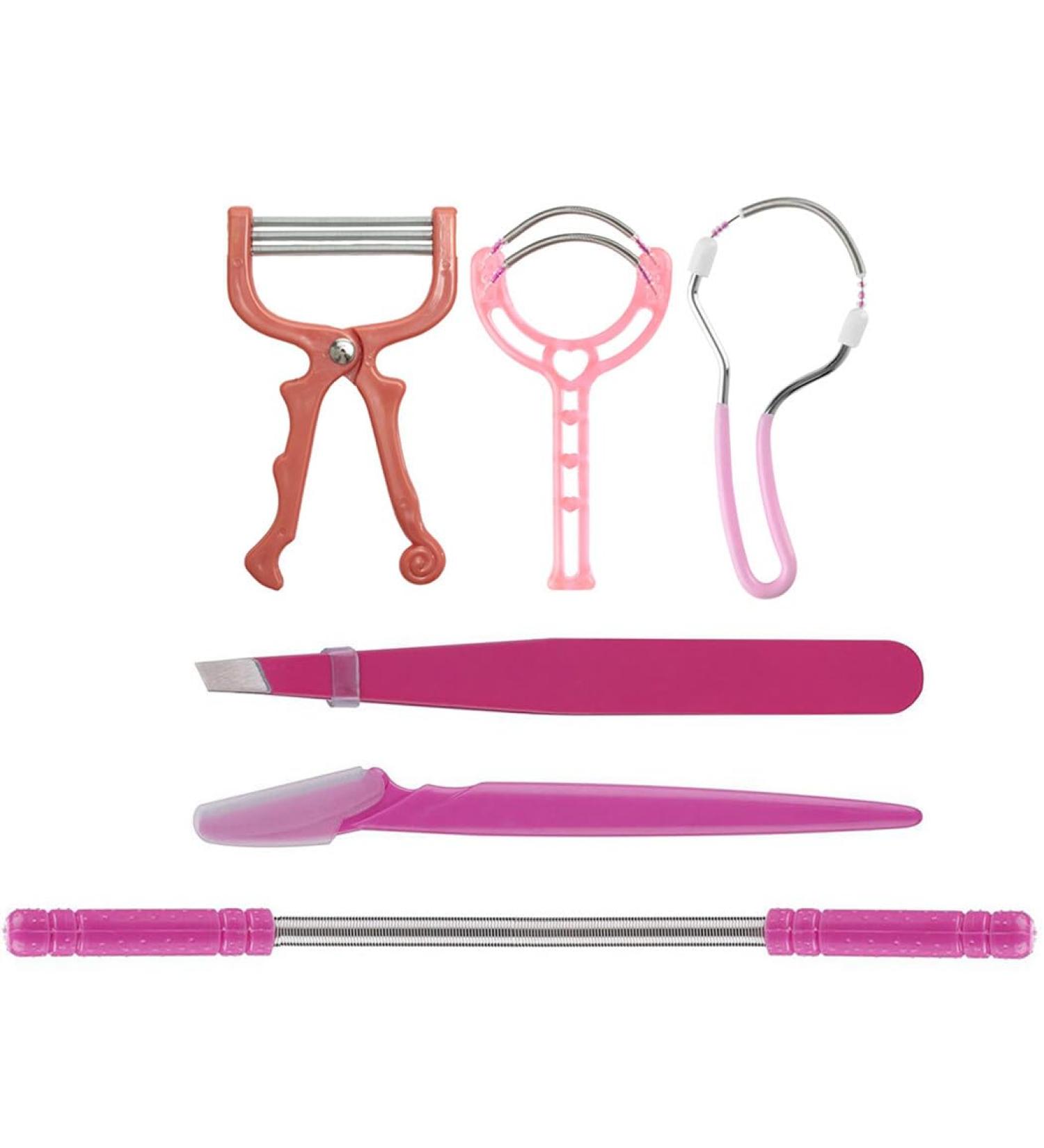 Portable Hair Removal Complete Set - Spring Facial Hair Extractor Eyebrow Shaping Razor & Precision Tweezer - Buy Online on GoSupps.com