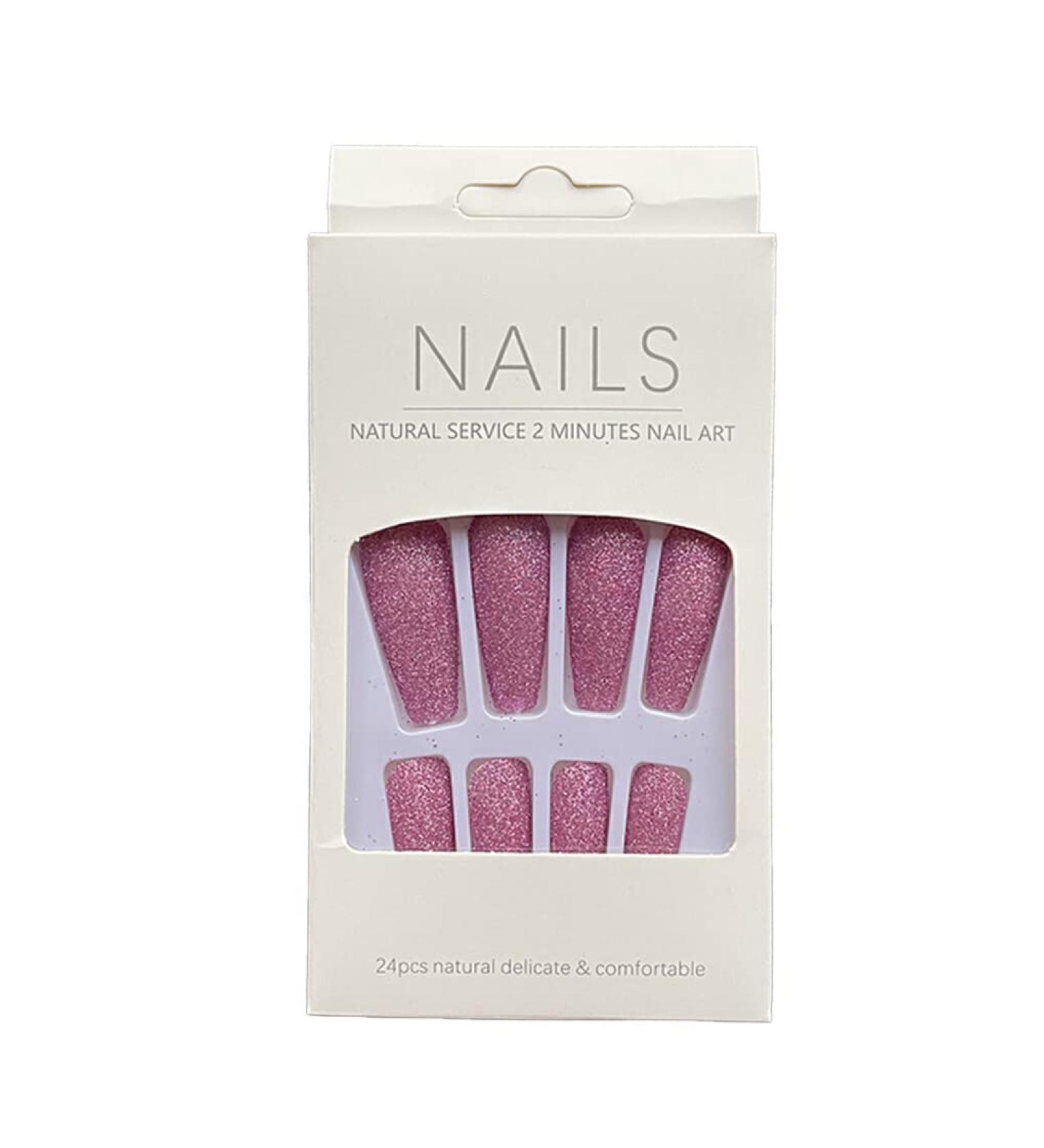AUklOPVZZ 1 Set French Tip Press on Nails Solid Color Extension Shimmer Fingernails Decals Full Cover Salon Gifts Manicure Kit H33-Pink jelly glue - Buy Online on GoSupps.com