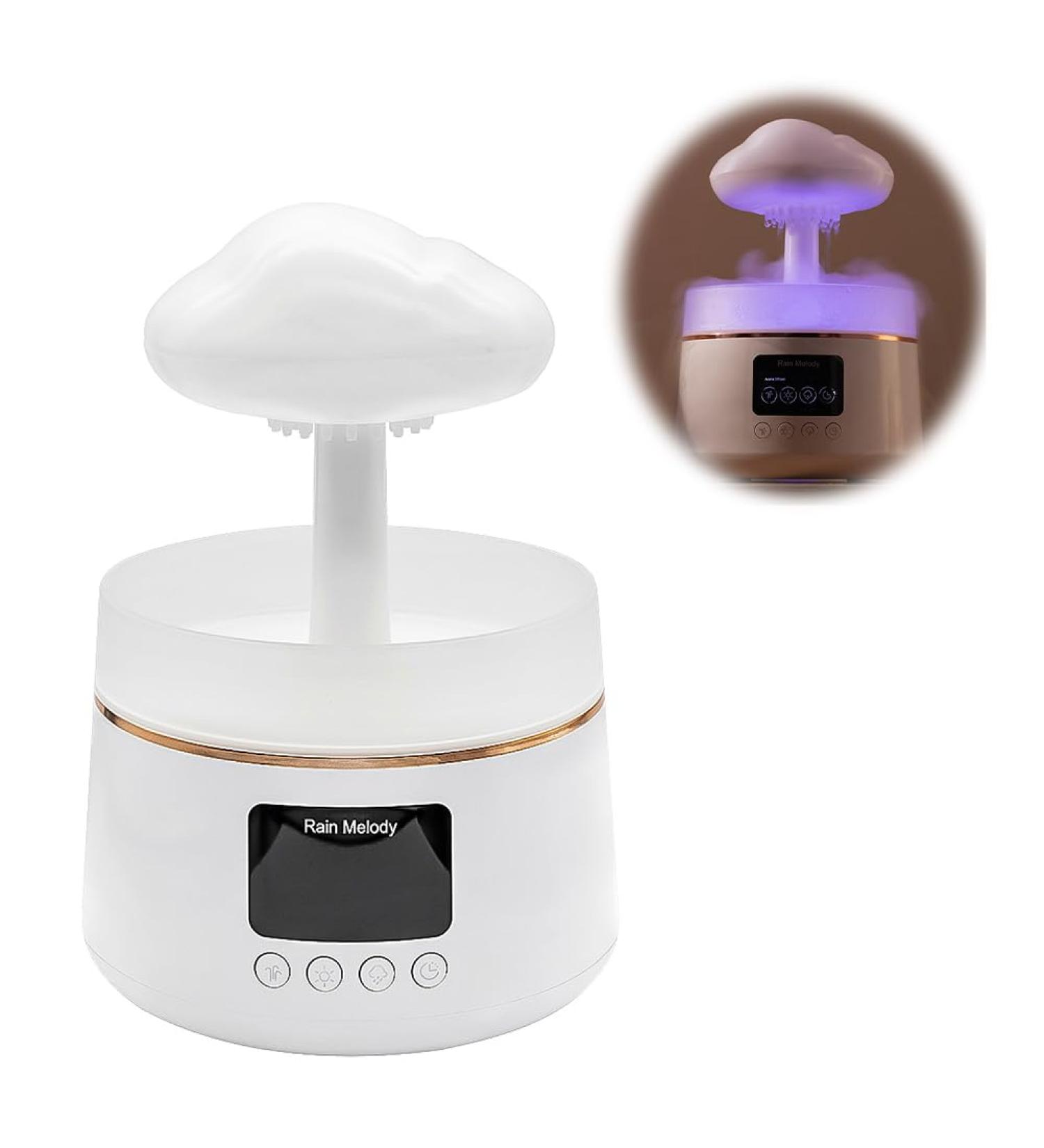 Rain Cloud Humidifier Night Light | 7 Color Changing | Waterfall Lamp & Mushroom Design | Aromatherapy Essential Oil Diffuser for Sleep & Relaxation - Buy Online on GoSupps.com