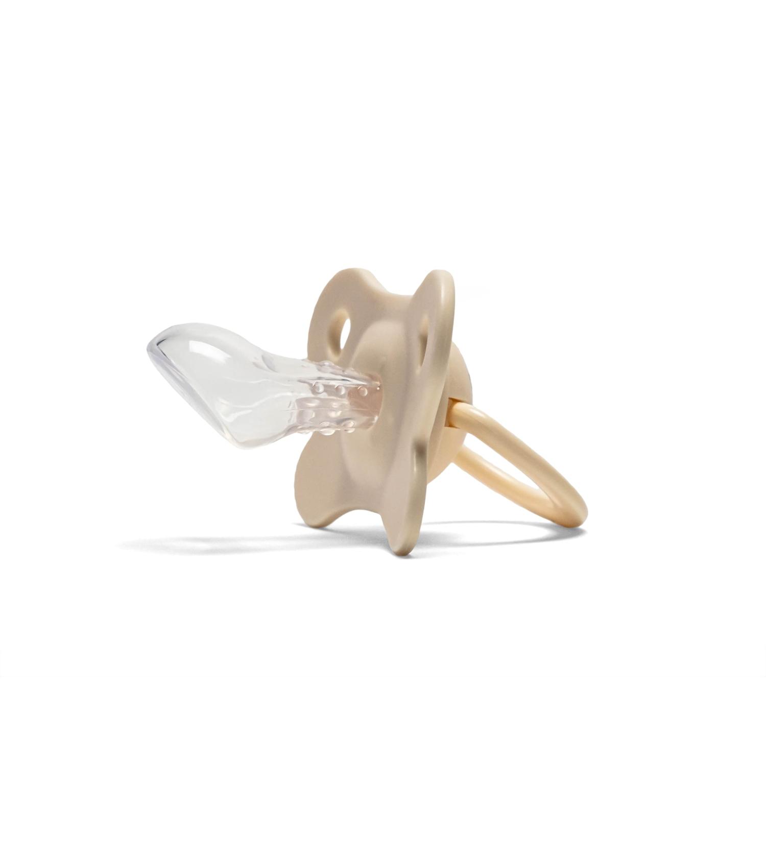 Comforting Pacifier with Nubs for Teething 0-12 Months - BPA-Free Silicone Baby Teething Ring - Nopperz Beige Asymmetrical with Box - Buy Online on GoSupps.com