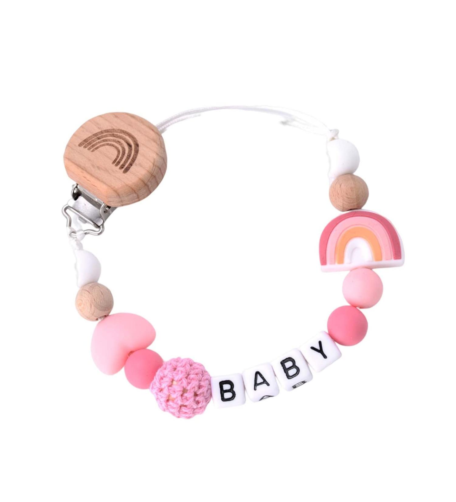 Buy Cute Baby Dummy Clip - Soft Silicone Pacifier Holder Chain in Pink | Perfect Baby Gifts - International Shipping Available - Buy Online on GoSupps.com
