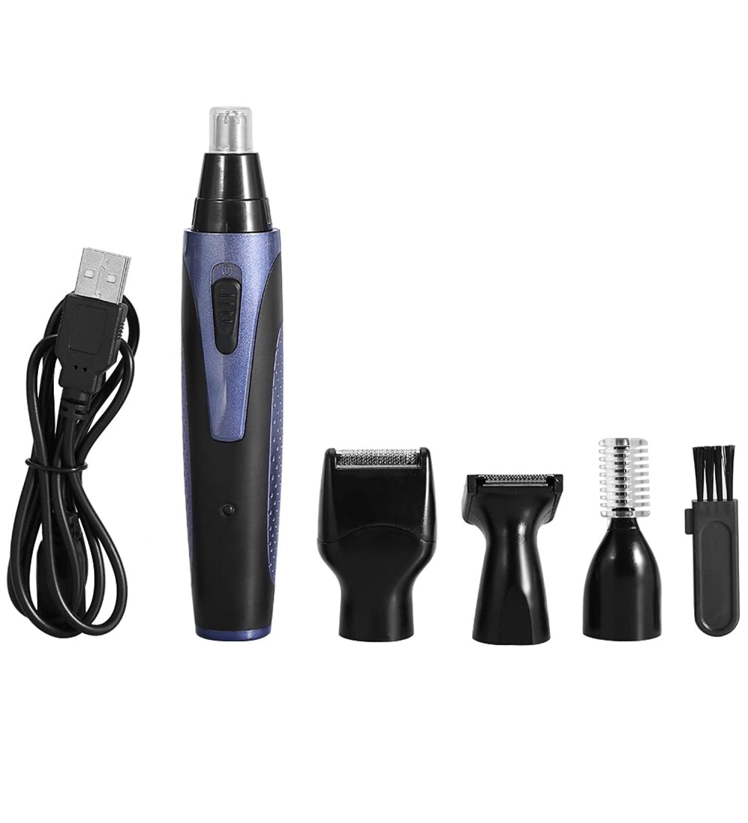 Buy 4-in-1 Nose Hair Trimmer & Electric Face Shaver Set - 360 Curved Head Stainless Steel Durable ABS - Black & Blue - International Shipping Available - Buy Online on GoSupps.com