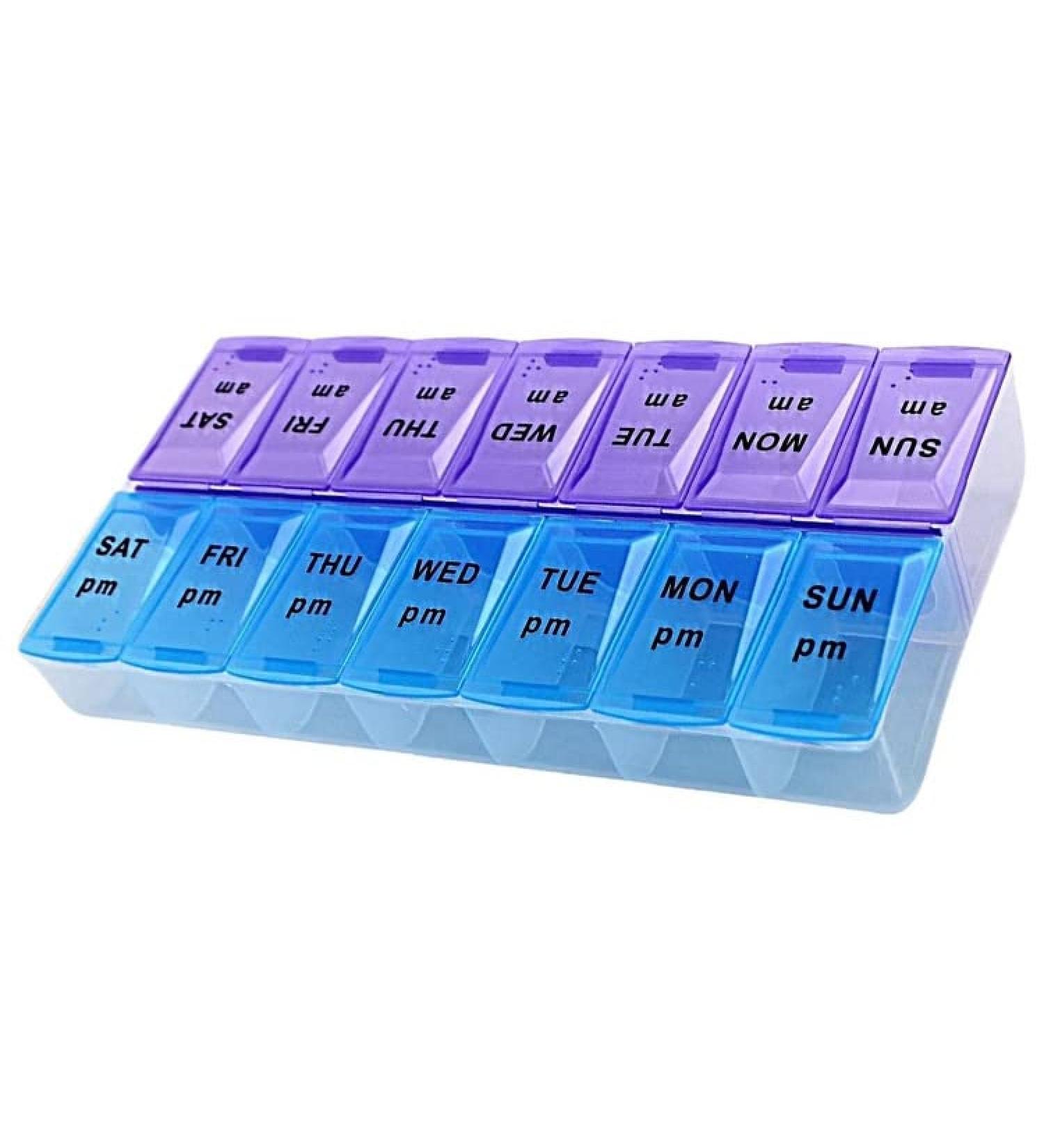 XL Pill Organizer - 7 Day AM PM Weekly Pill Box - Extra Large 9x4.75 for Medicines Vitamins & Supplements - Buy Online on GoSupps.com