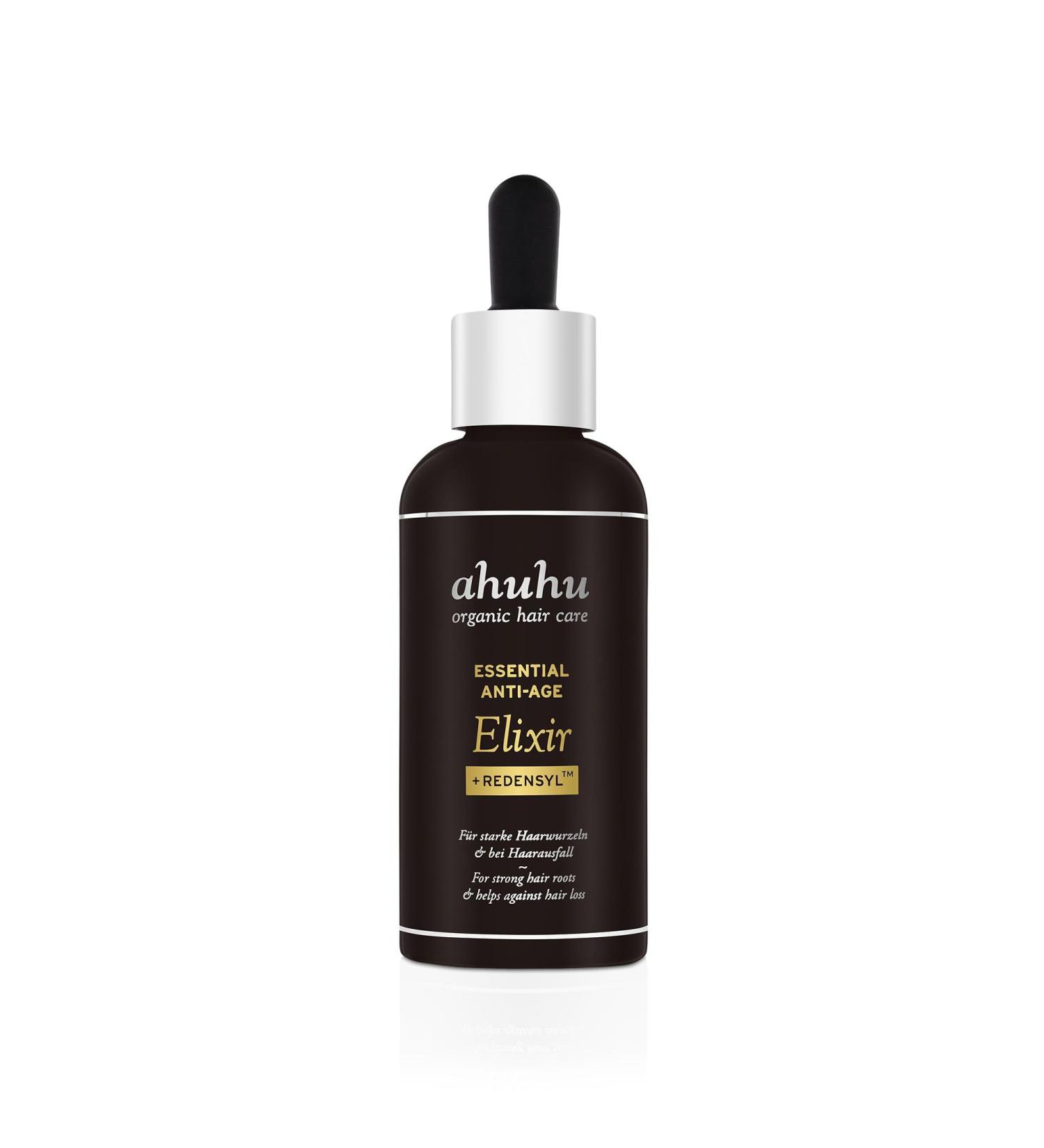 ahuhu ESSENTIAL ANTI-AGE Elixir with caffeine & redensyl (100ml) - highly concentrated scalp care stimulates hair growth provides thicker hair & more volume vegan hair care - Buy Online on GoSupps.com