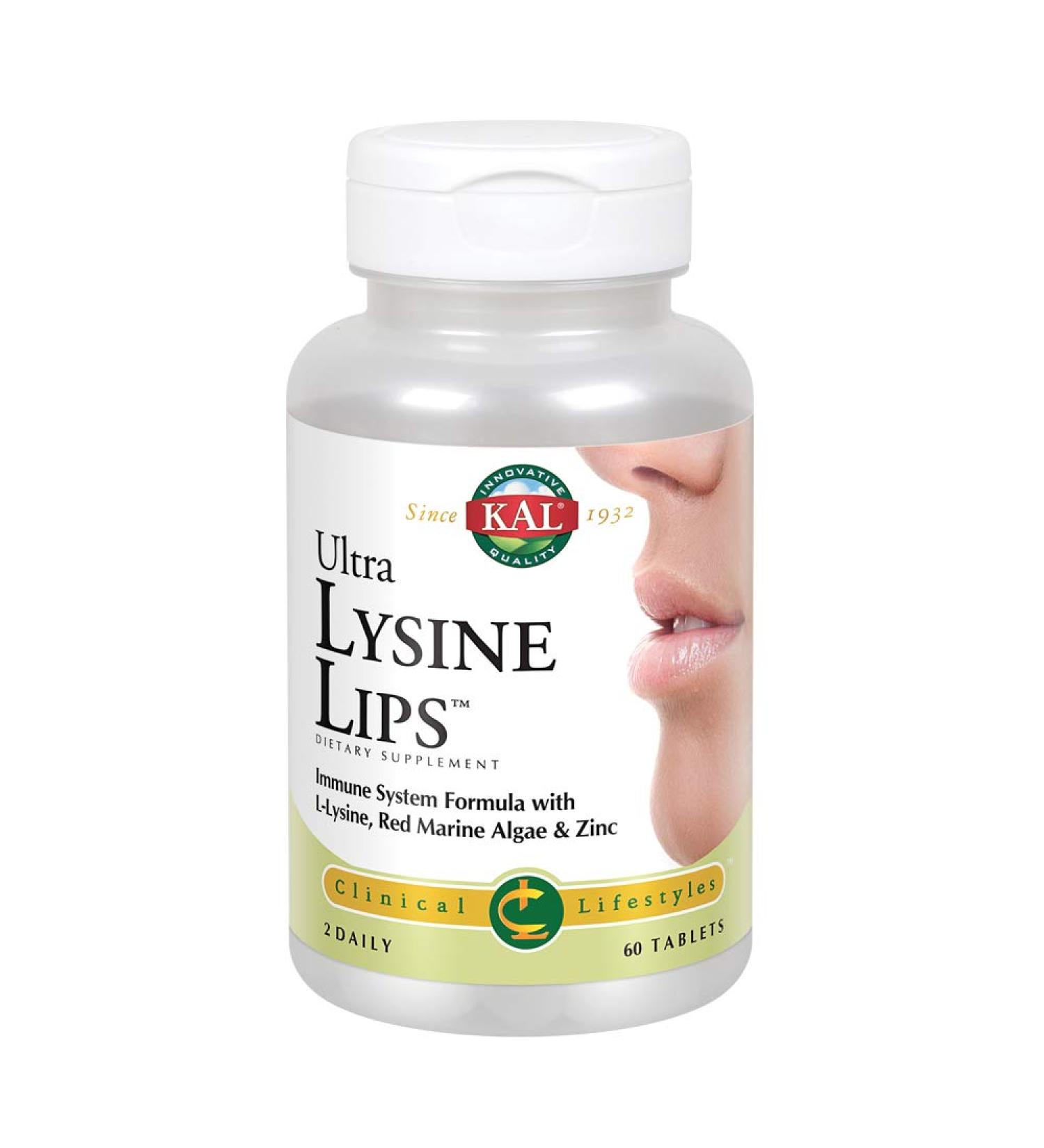 Kal Ultra Lysine Lips Tablets 60 Count - Boost Immunity and Support Lip Health - Buy Online on GoSupps.com