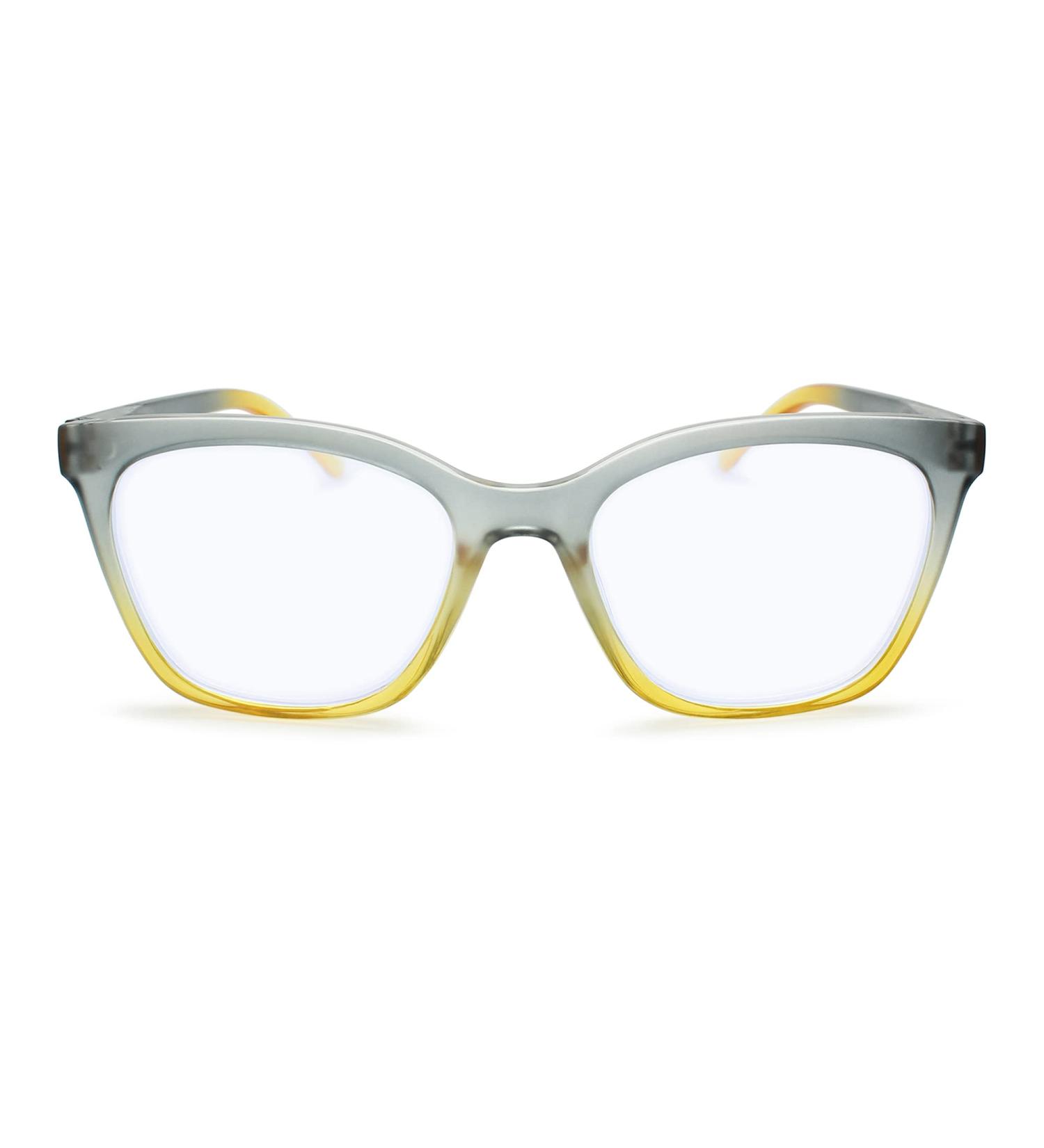 Shop Stylish Gray Yellow Two Tone Oversize Blue Light Glasses for Women | Chic Cat Eye Reading Glasses - 1.0 Magnification Frames - Buy Online on GoSupps.com