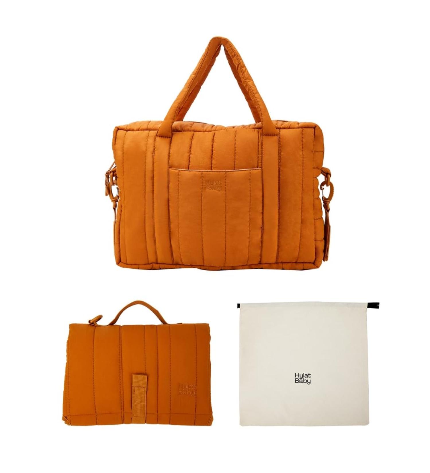 Hylat Baby Diaper Bag Set - Modern Brown Diaper Backpack with Diaper Pad & Cotton Bag - Perfect for On-the-Go Parents | International Shipping Available - Buy Online on GoSupps.com