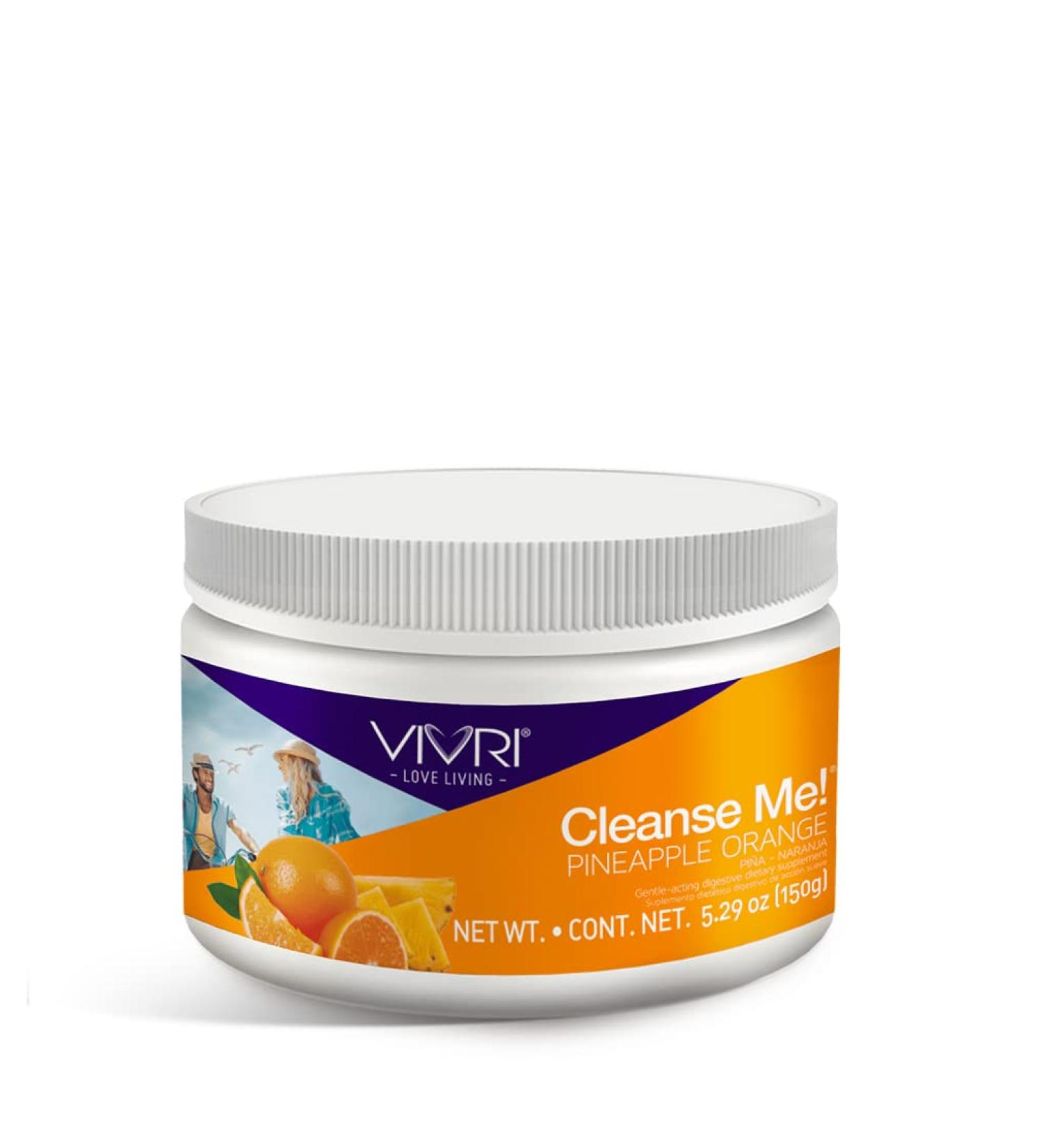 VIVRI Cleanse Me! Pineapple-Orange Flavor - 30 Servings with Aloe Vera, Nopal Fiber, Prebiotics - 3g Fiber - Pack of 1 - Buy Online on GoSupps.com