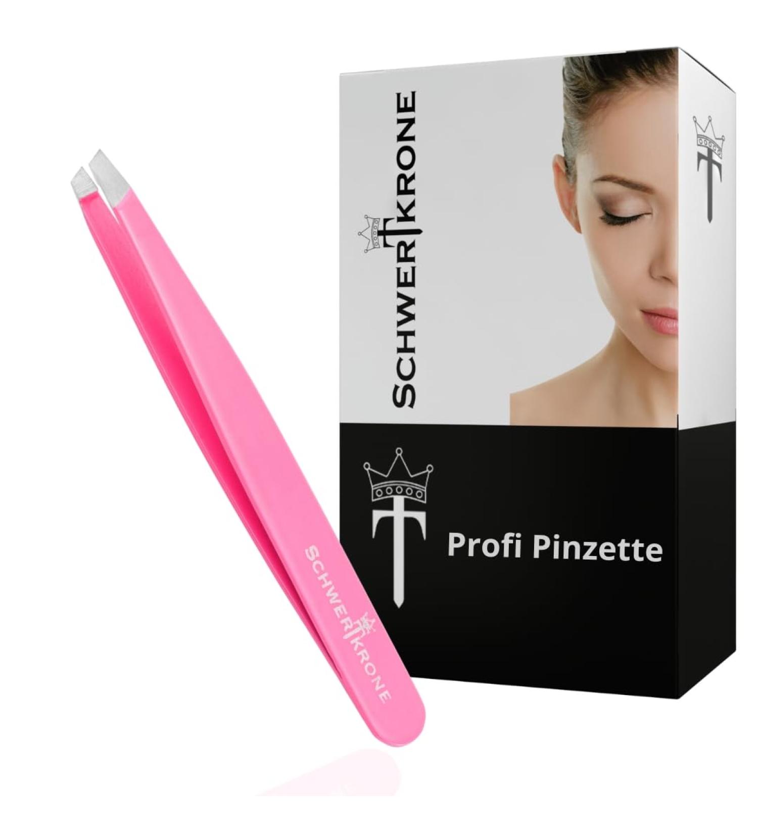 Sword Crown Tweezers - Professional Stainless Steel Slanted Eyebrow Plucking Tool (9.5 cm Pink) | International Shipping Available - Buy Online on GoSupps.com