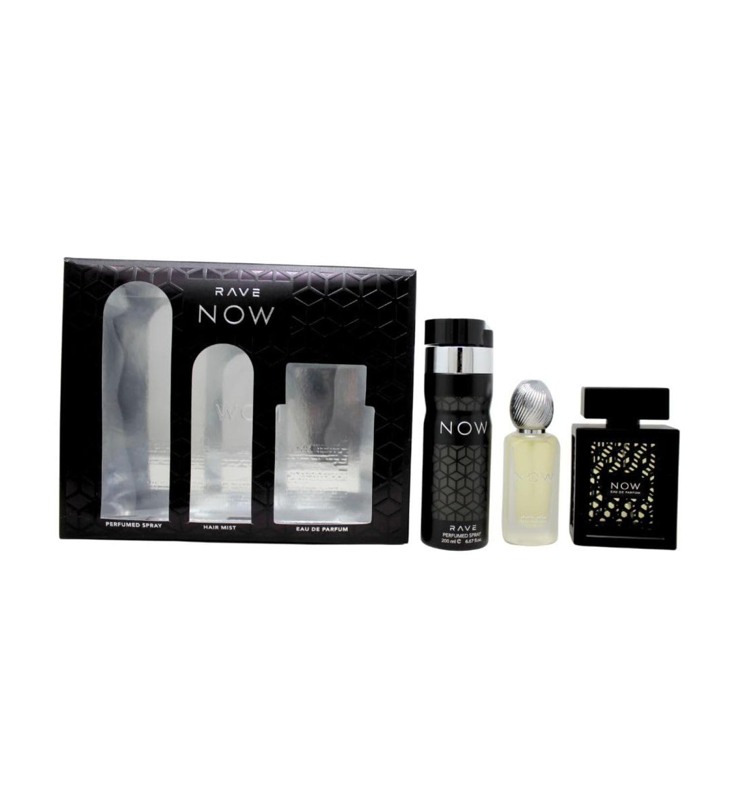 Lattafa Rave Now for Men 3 Piece Set (3.4 Oz Eau de Parfum Spray + 1.7 Oz Hair Mist + 6.7 Oz Deodorant Spray) 3.87 Fl Oz (Pack of 3) - Buy Online on GoSupps.com